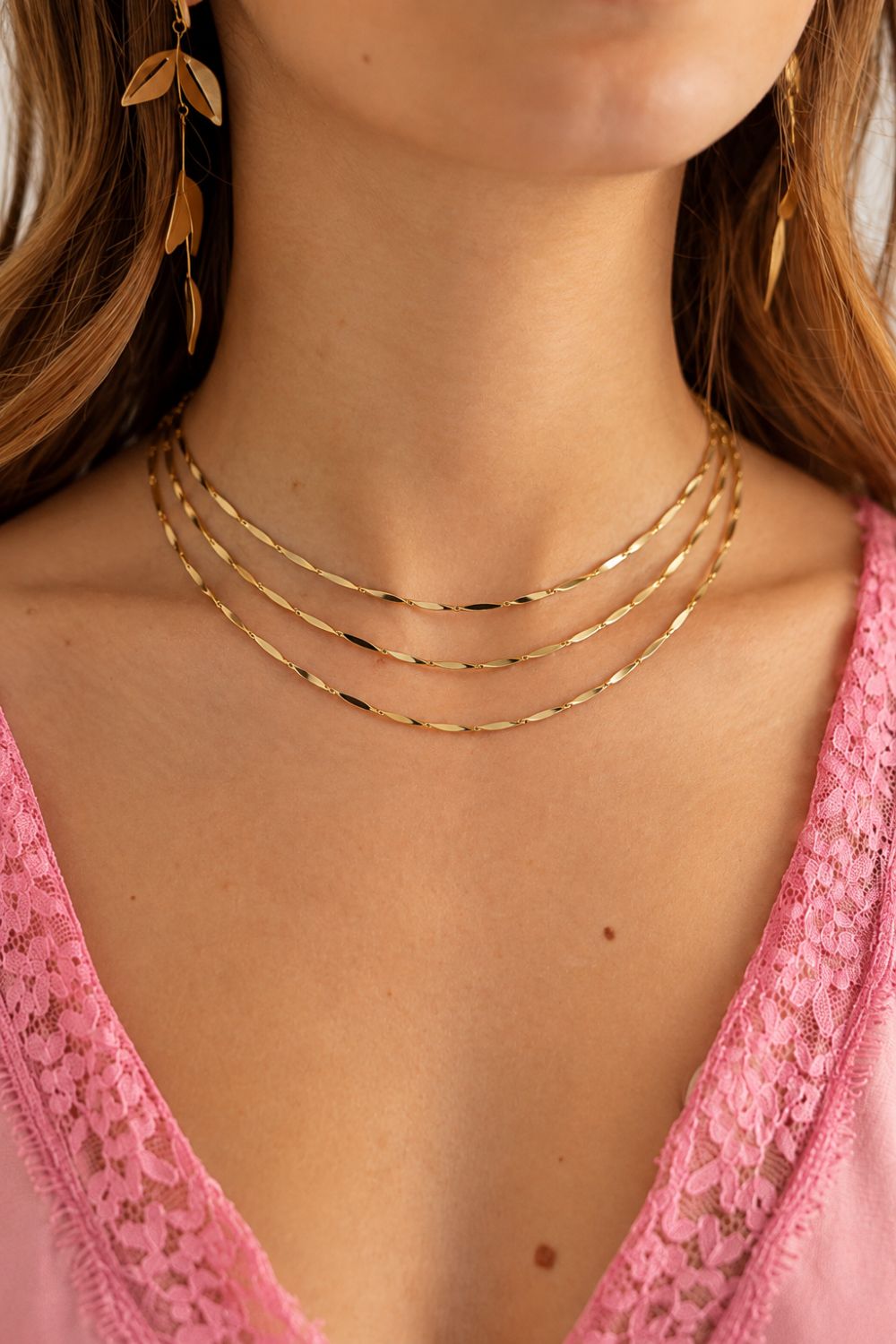 Collar Triple Cadena Dorado