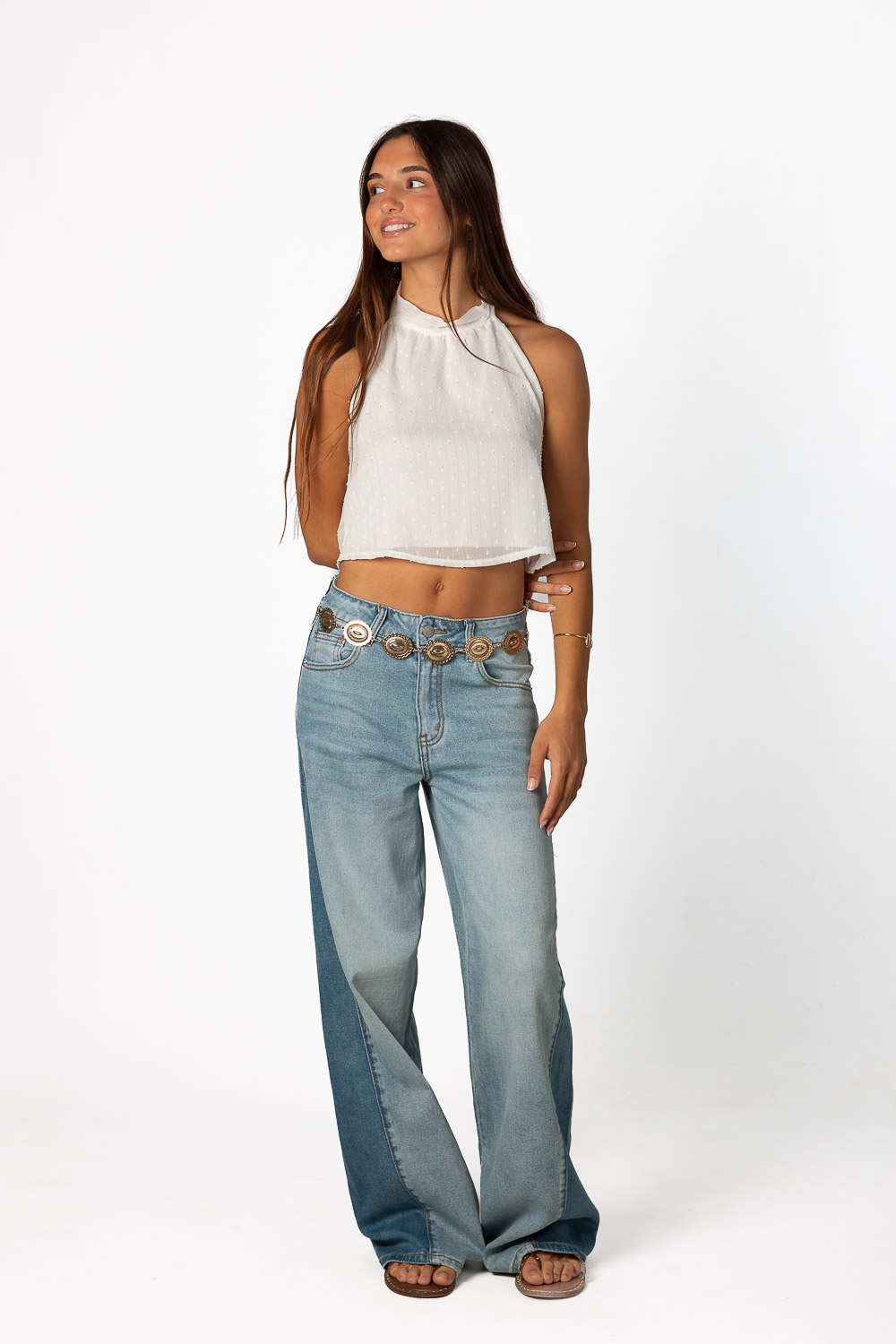 Top Halter Plumeti Blanco