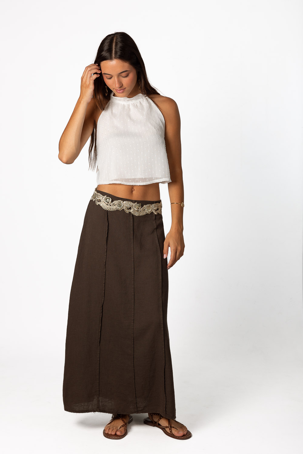 Top Halter Plumeti Blanco