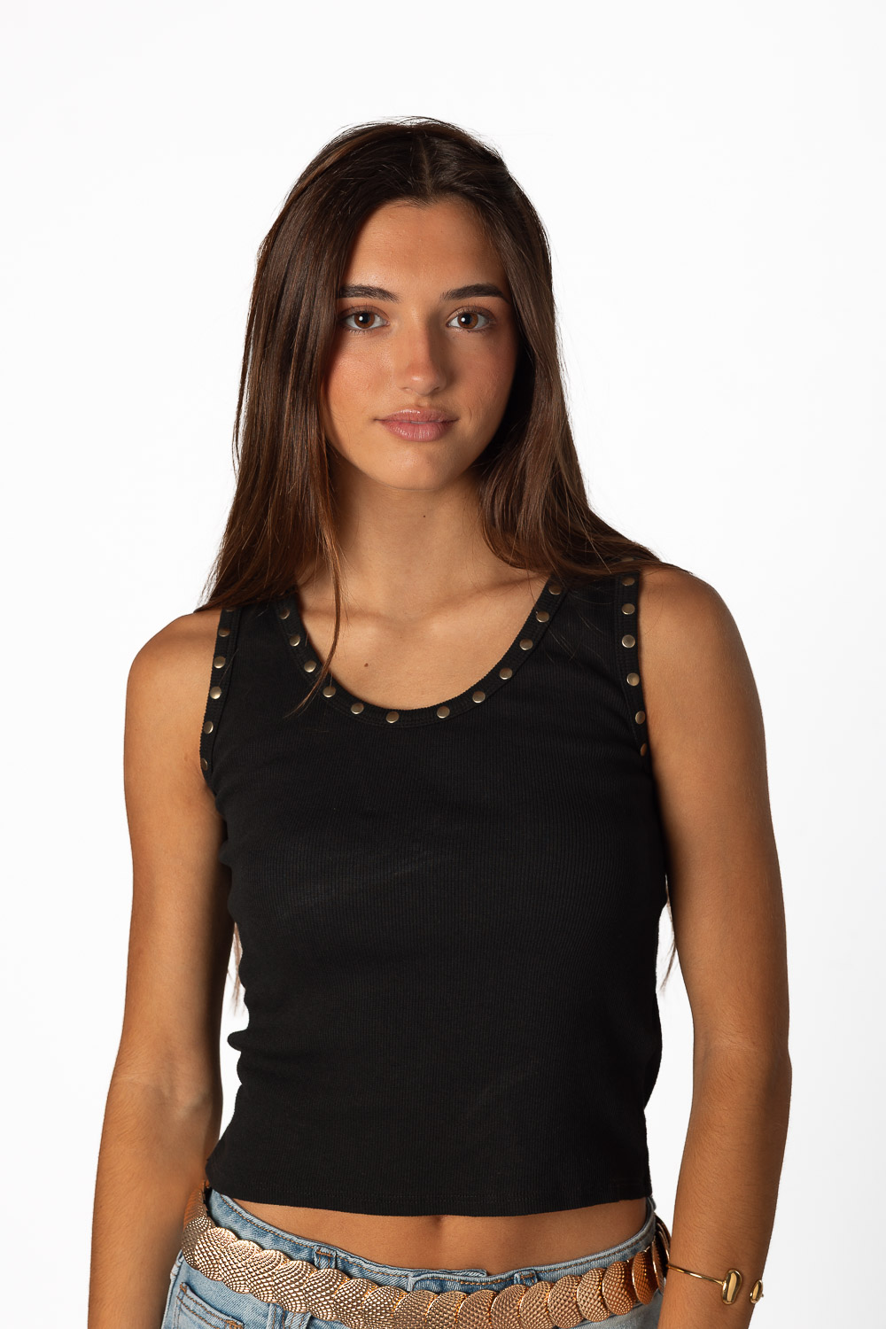 Top negro tachas