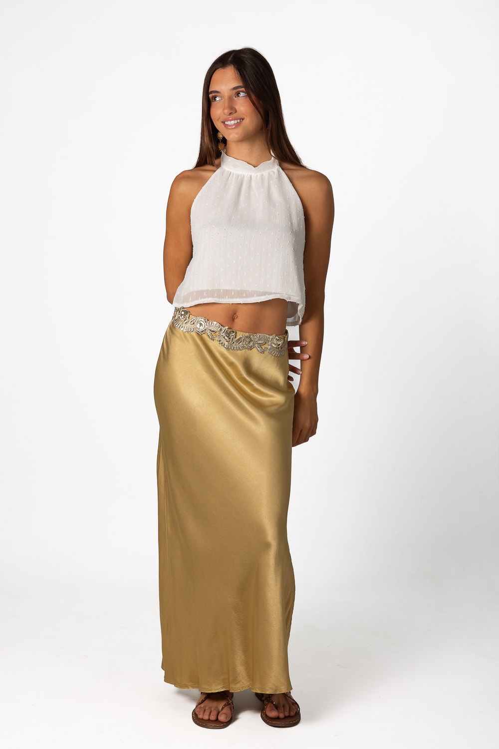 Top Halter Plumeti Blanco