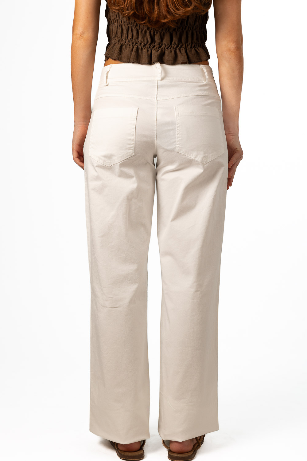Pantalón Largo desflecado blanco roto
