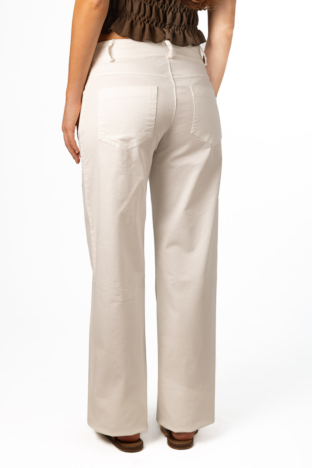 Pantalón Largo desflecado blanco roto
