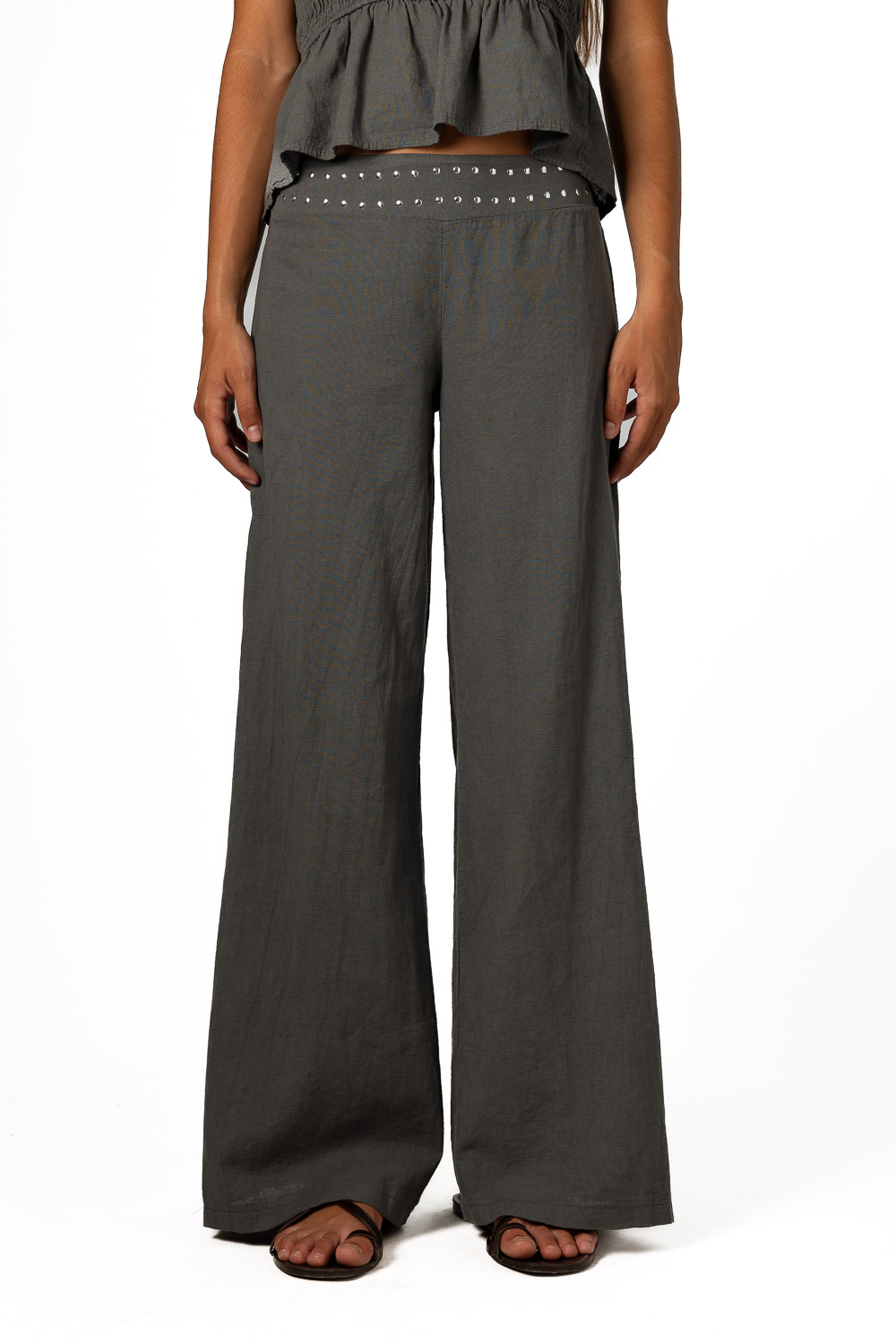Pantalón Fajín Tachuelas Gris