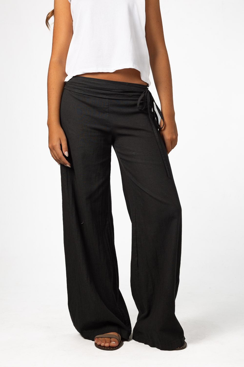 Pantalón Lazo Lino Negro