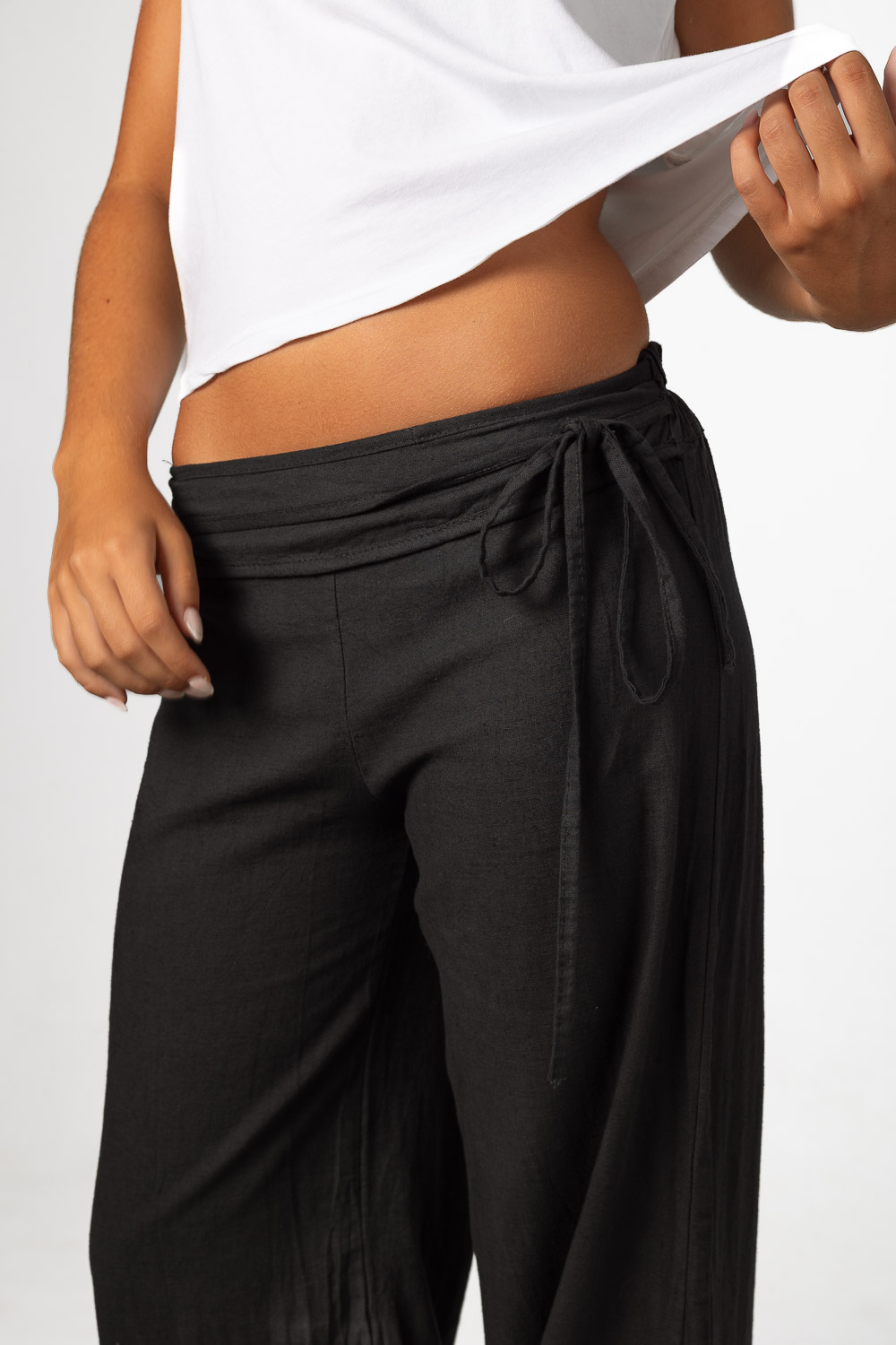 Pantalón Lazo Lino Negro