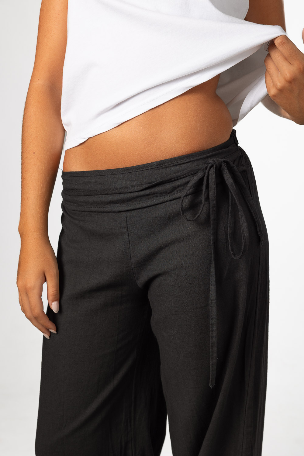 Pantalón Lazo Lino Negro