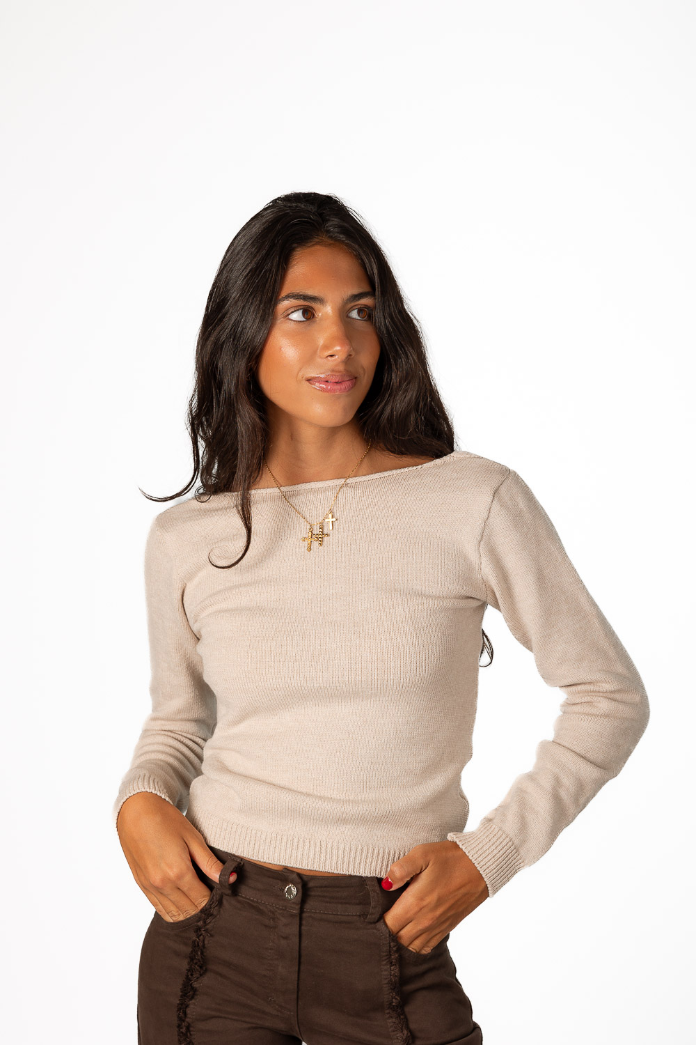 Cardigan Nudos Crudo