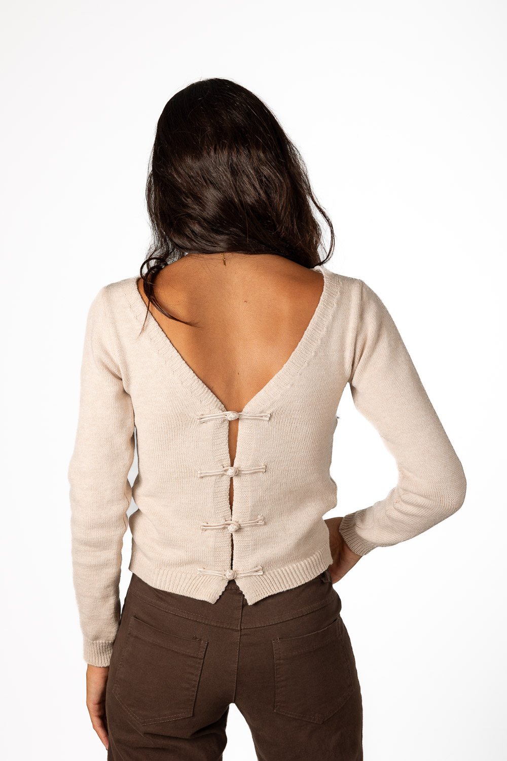 Cardigan Nudos Crudo