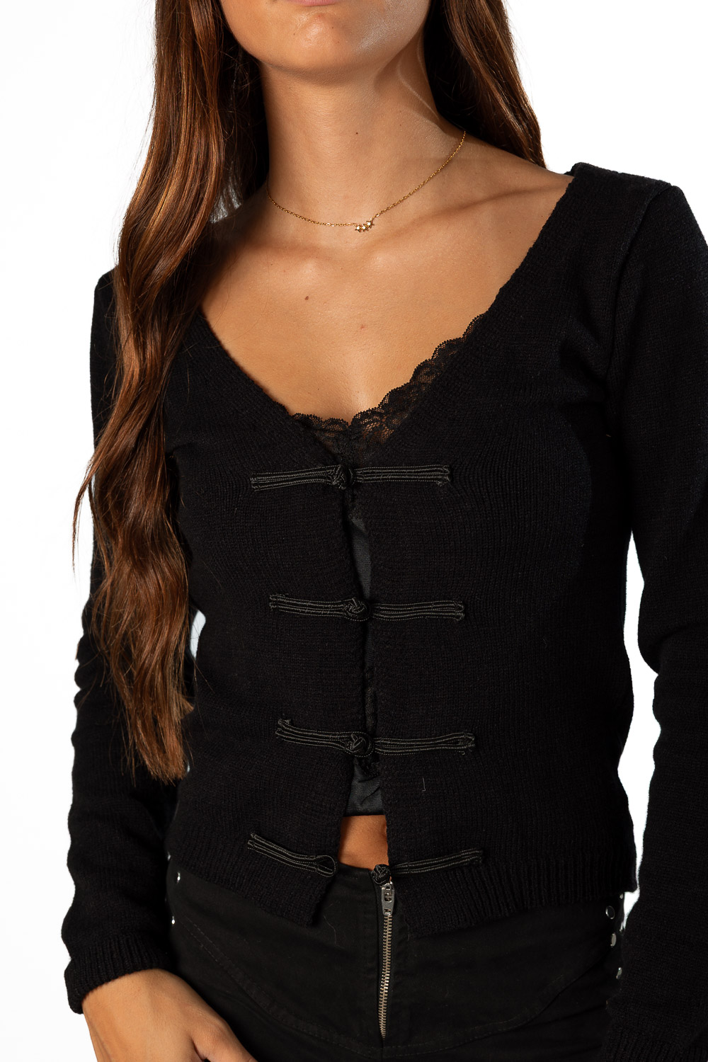 Cardigan Nudos Negro