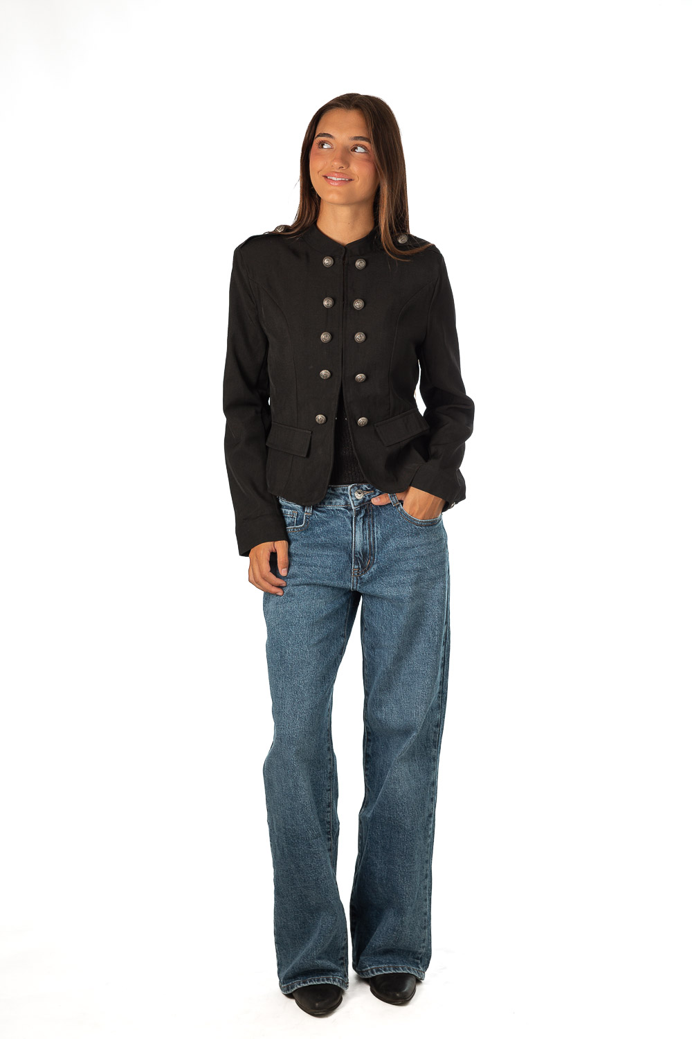 Chaqueta Botones Negro