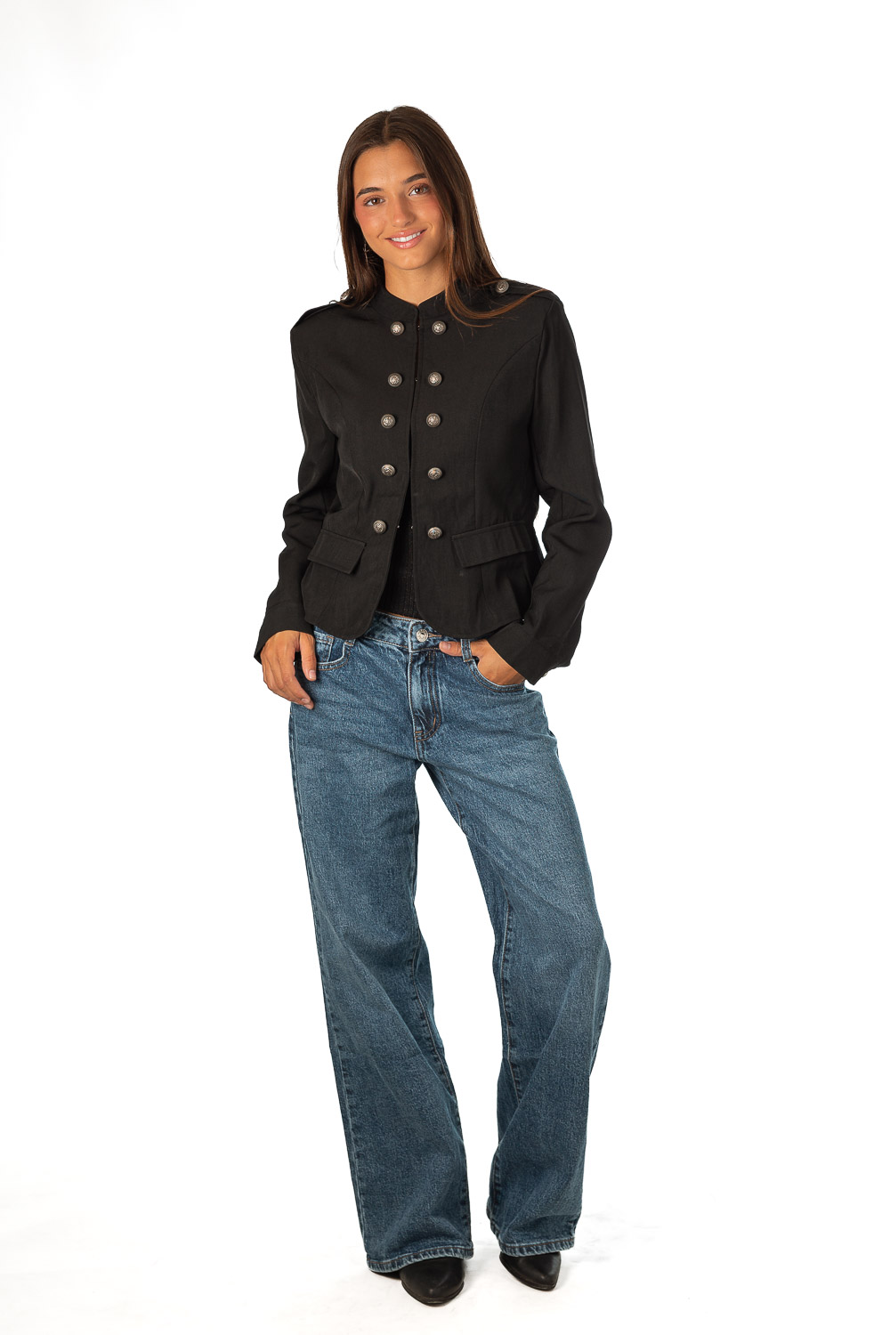Chaqueta Botones Negro