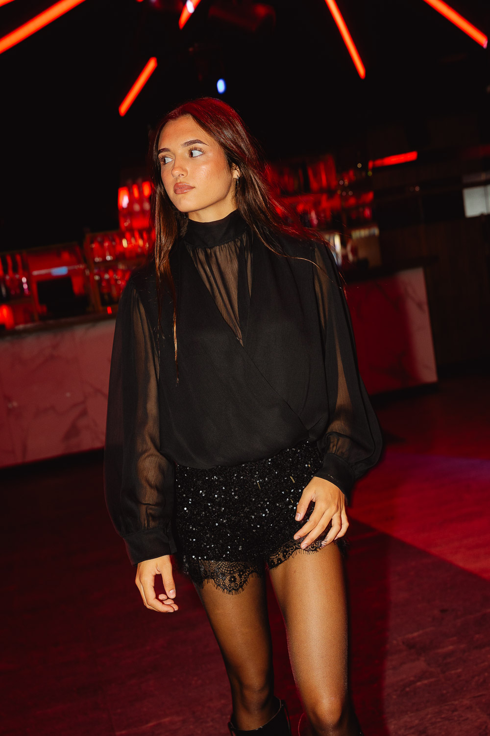 Short Dazzly Encaje Negro