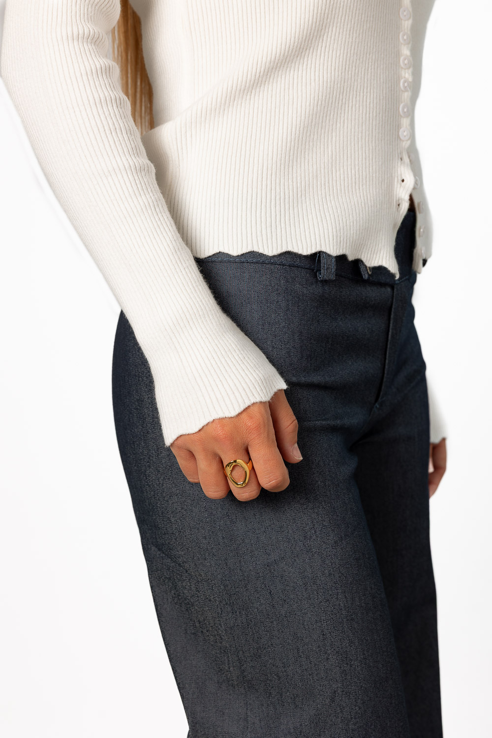 Cardigan Botones Canalé Blanco