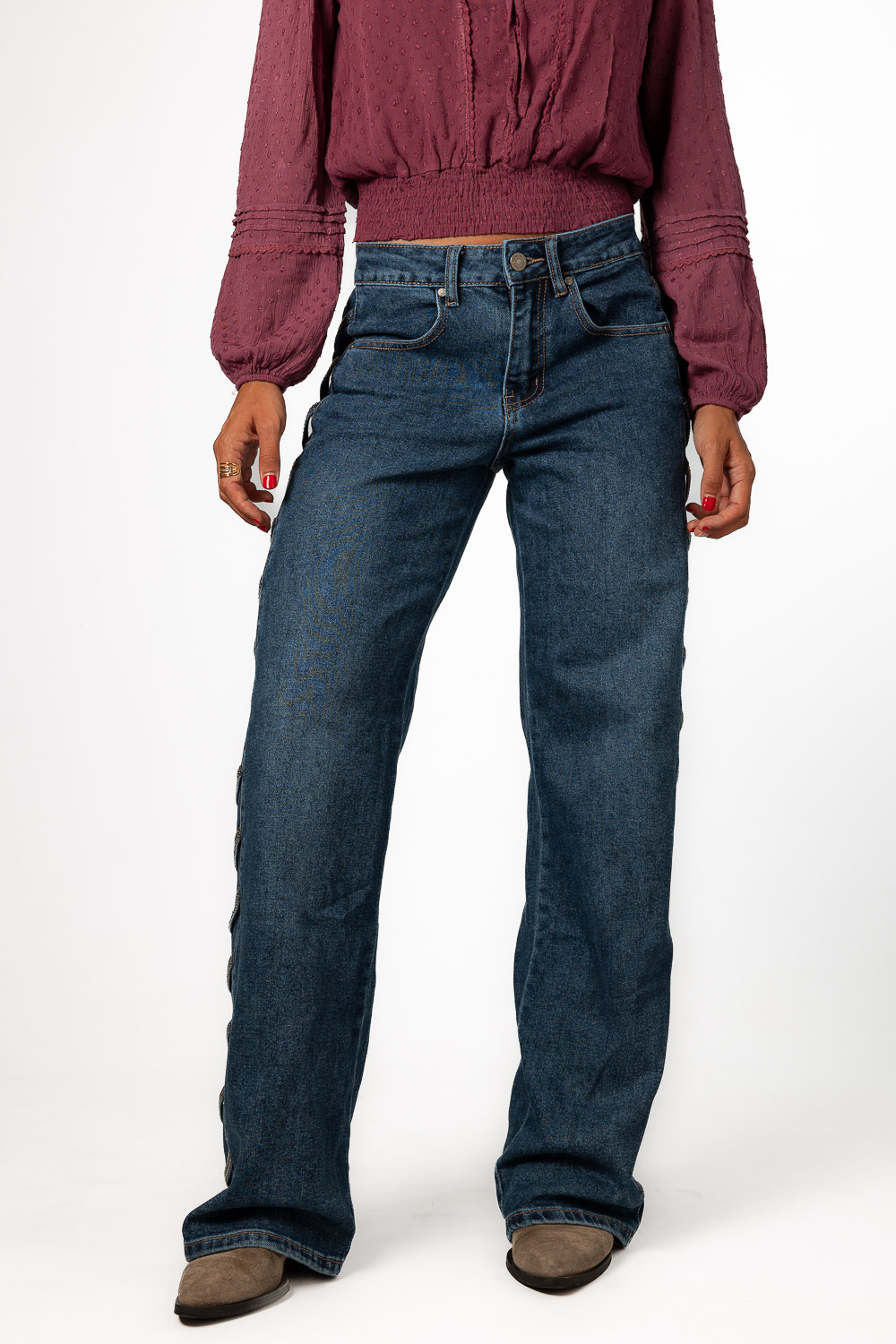 Pantalón Vaquero Strass Tiras