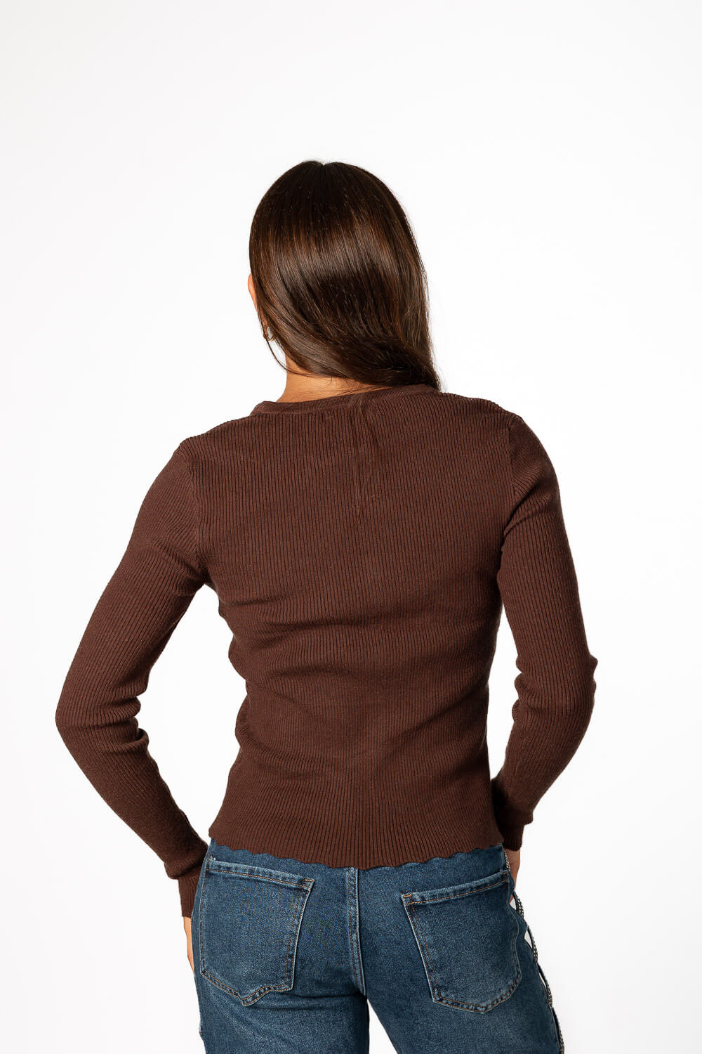 Cardigan Botones Canalé Marrón