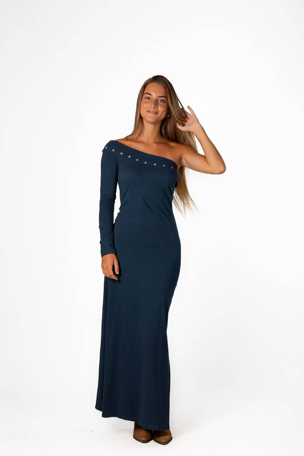 Vestido Asimétrico Estrellas Azul