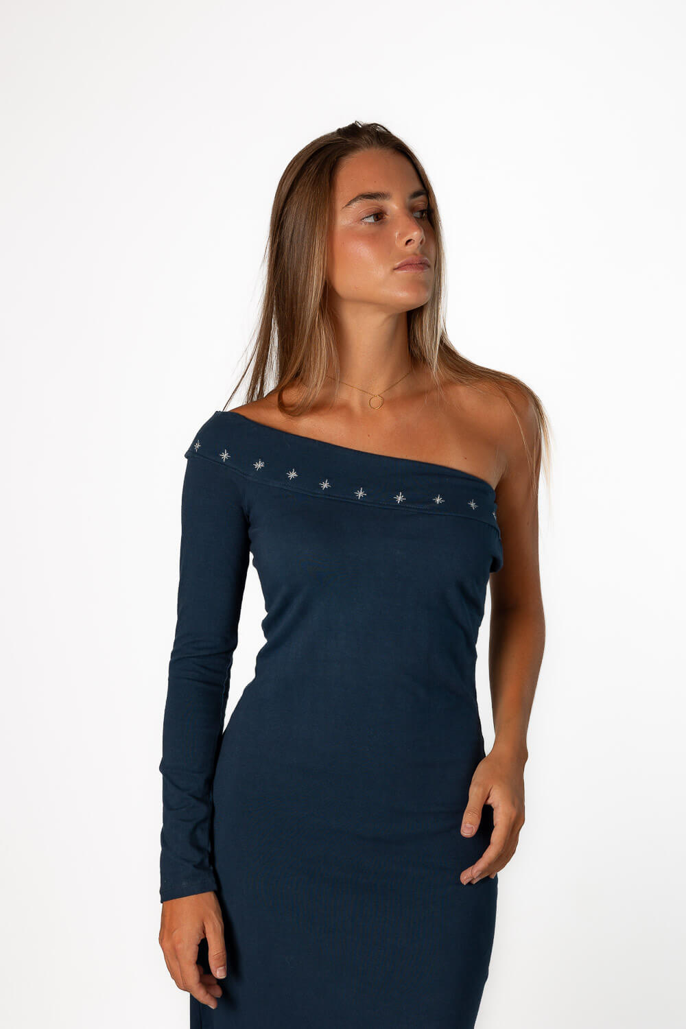 Vestido Asimétrico Estrellas Azul