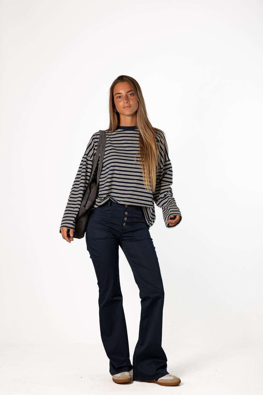 Pantalón Campana Botones Azul Marino