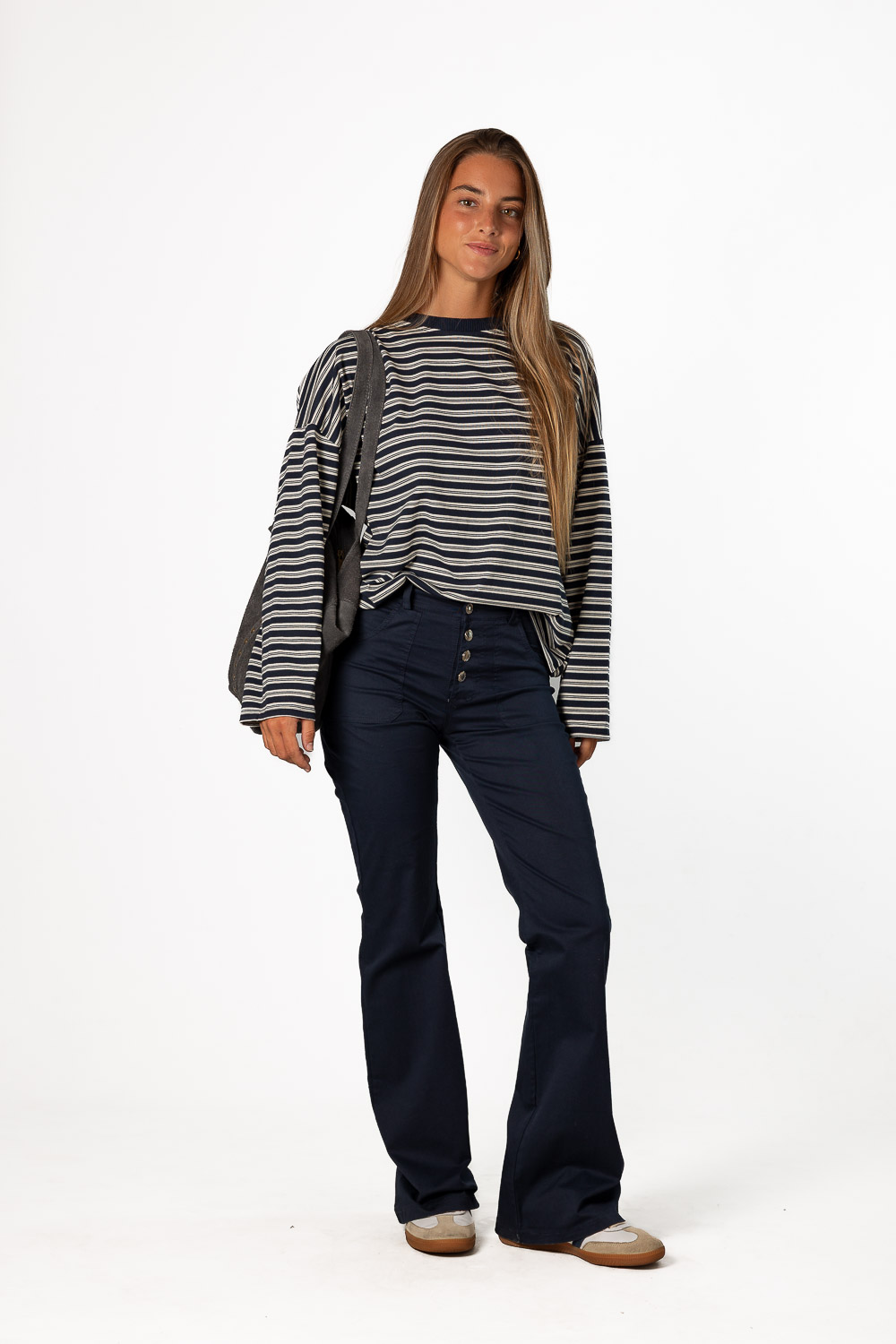 Pantalón Campana Botones Azul Marino