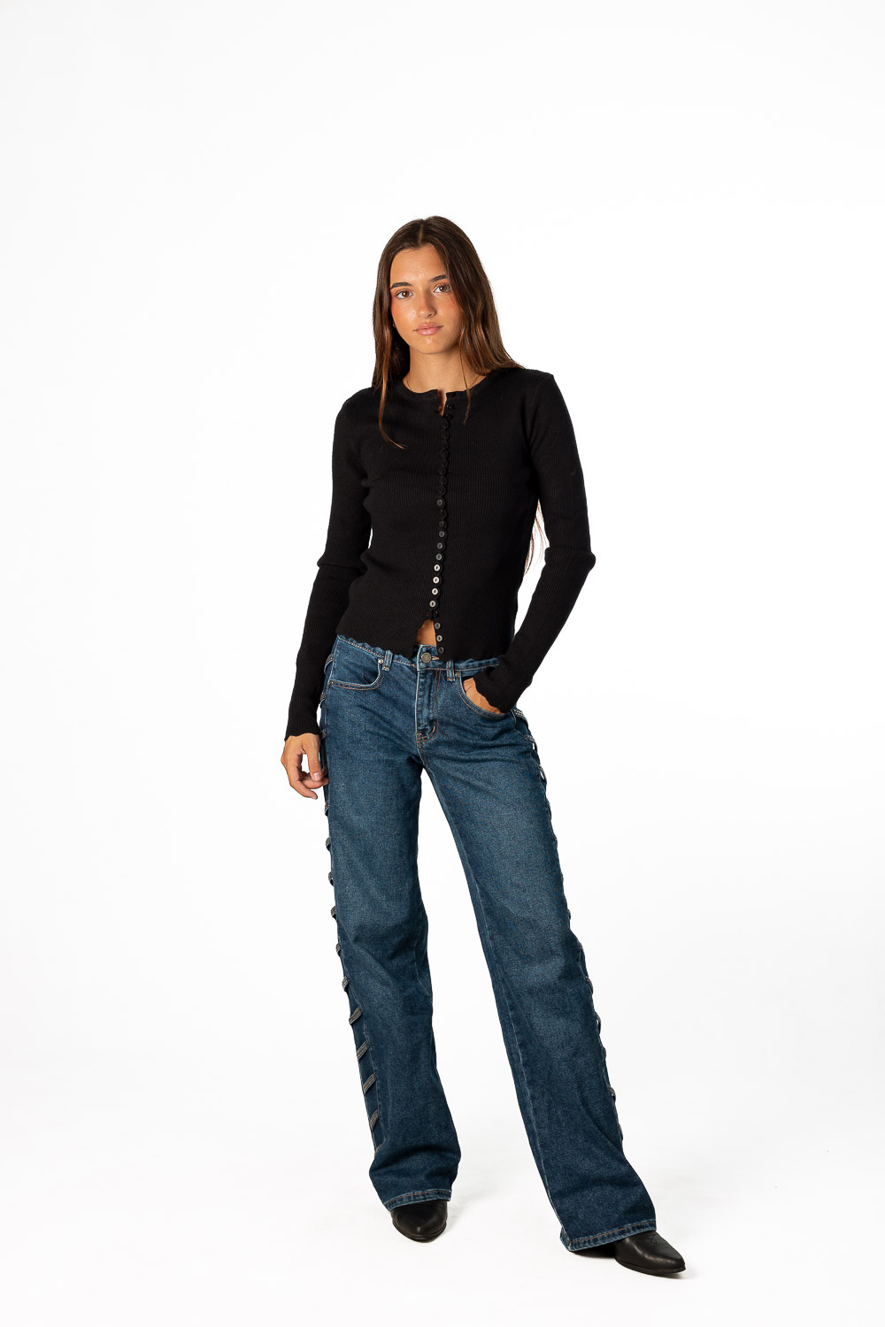 Pantalón Vaquero Strass Tiras