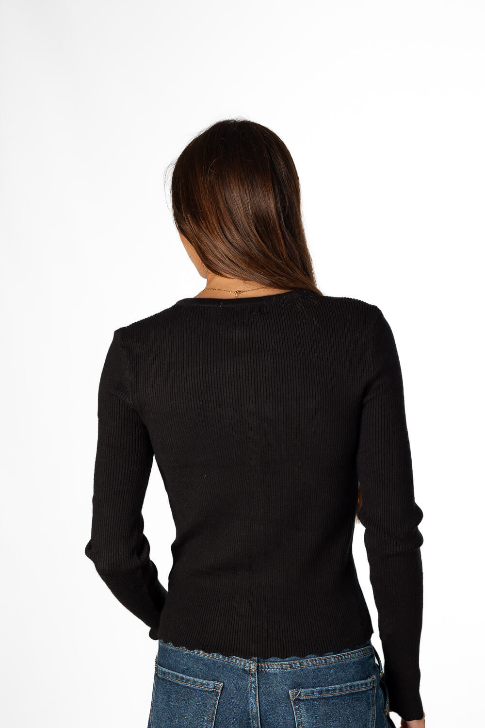 Cardigan Botones Canalé Negro