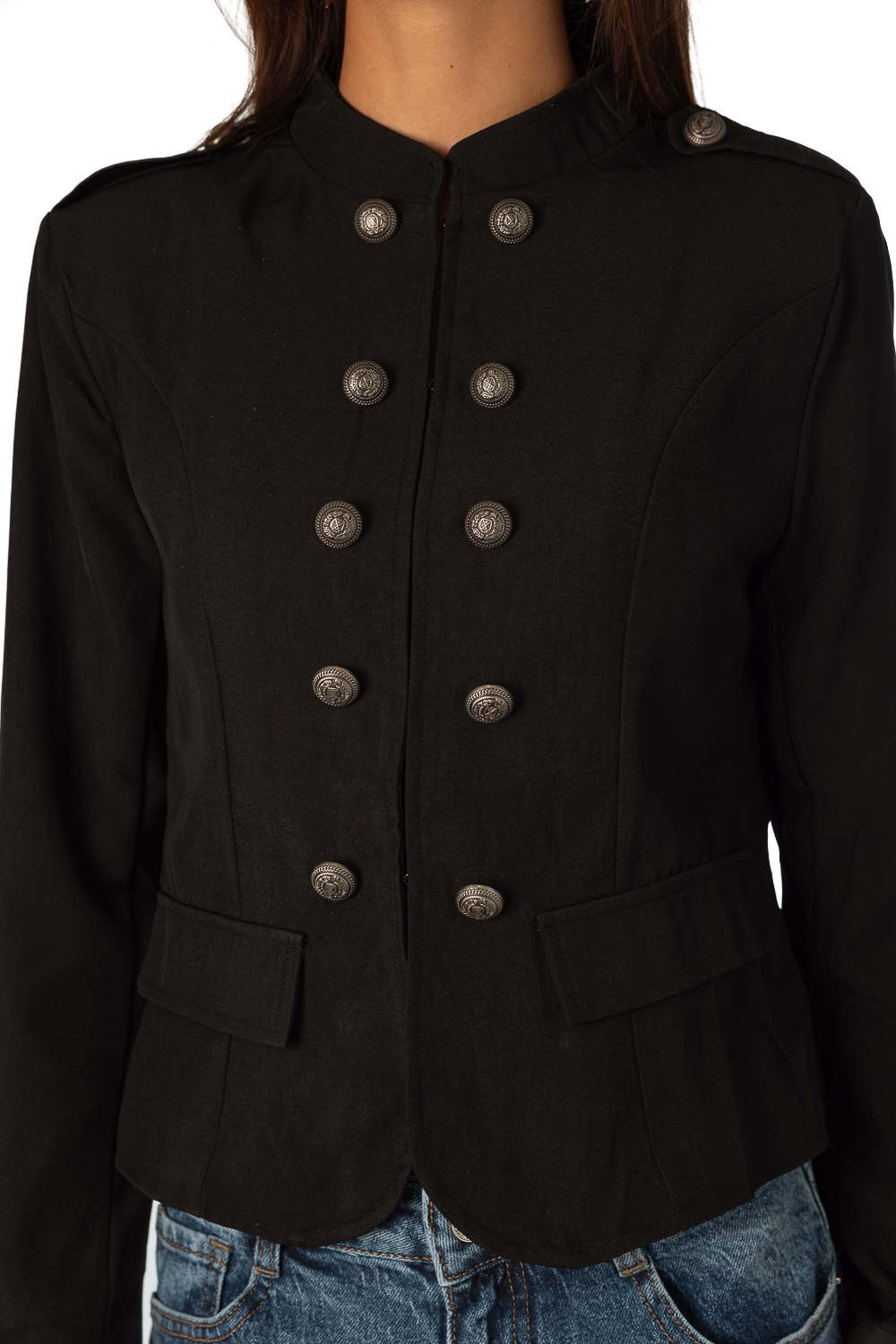 Chaqueta Botones Negro