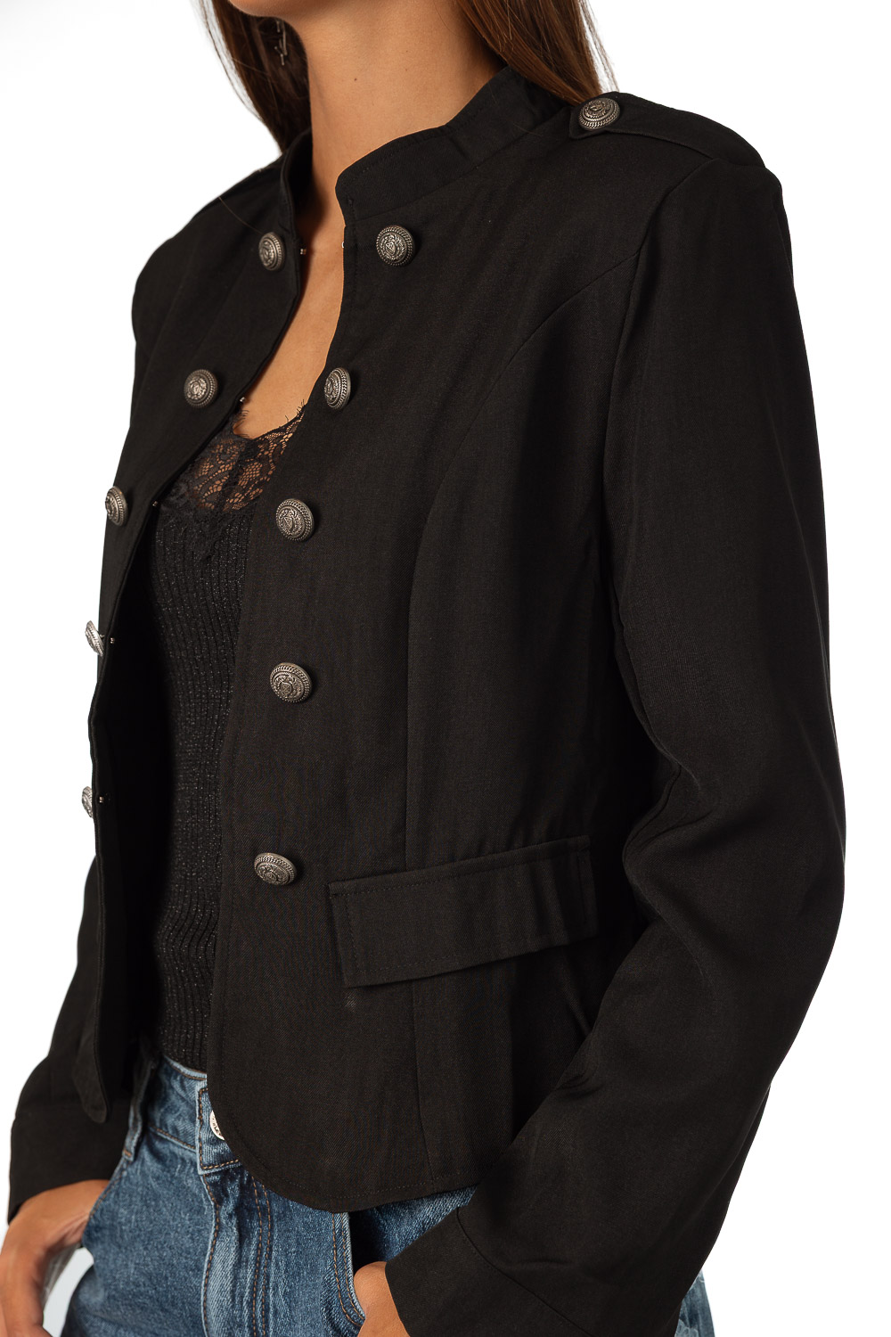 Chaqueta Botones Negro
