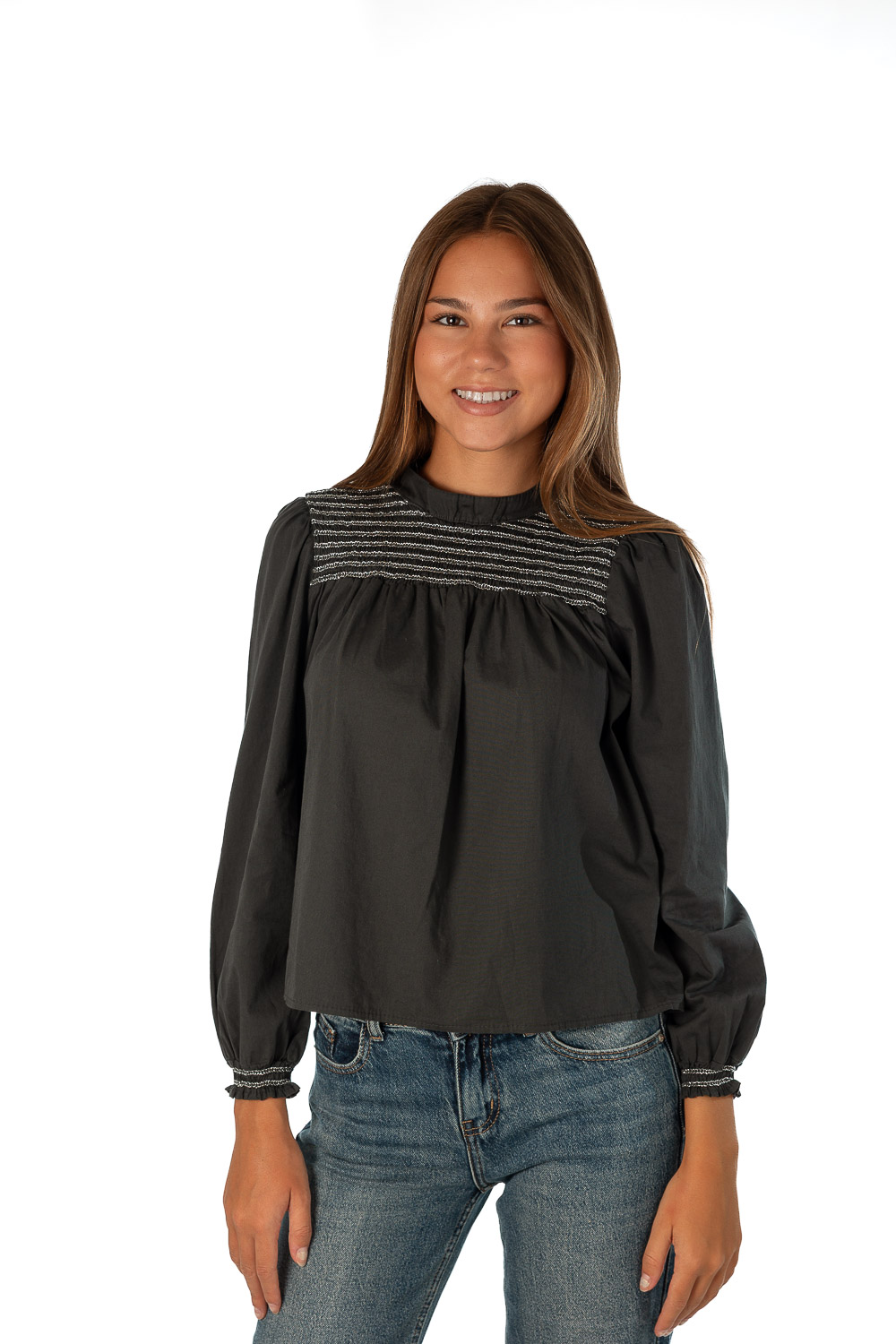 Blusa Bordada Gris