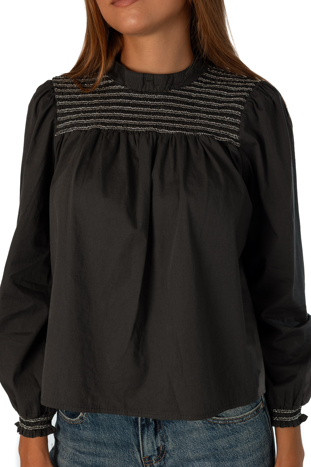 Blusa Bordada Gris