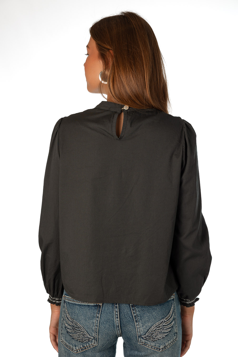 Blusa Bordada Gris