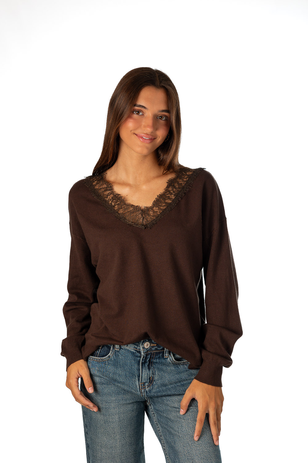 Jersey encaje marrón