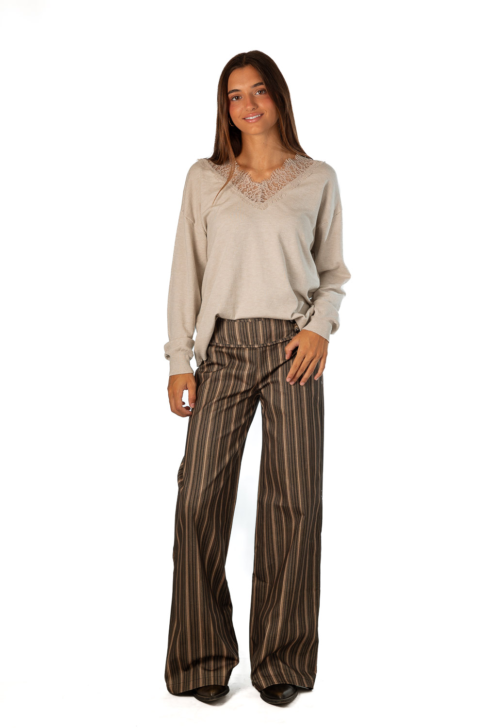 Pantalón Mina Rayas Marrón