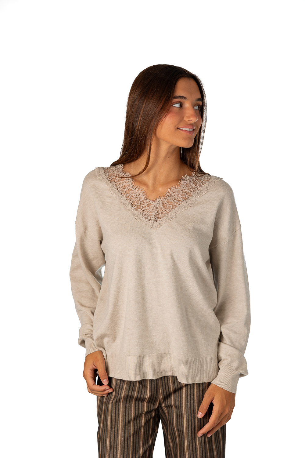Jersey encaje beige