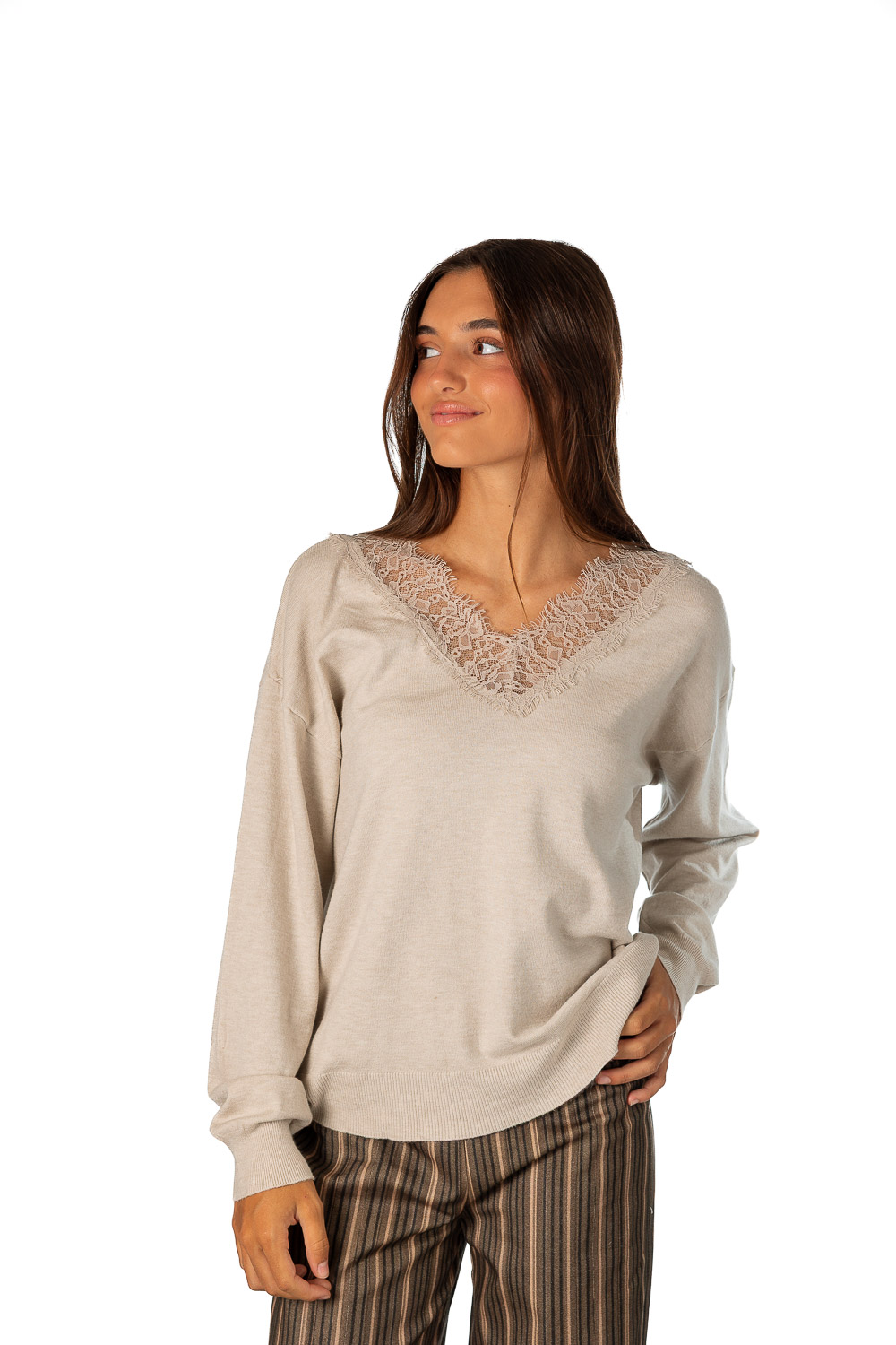 Jersey encaje beige
