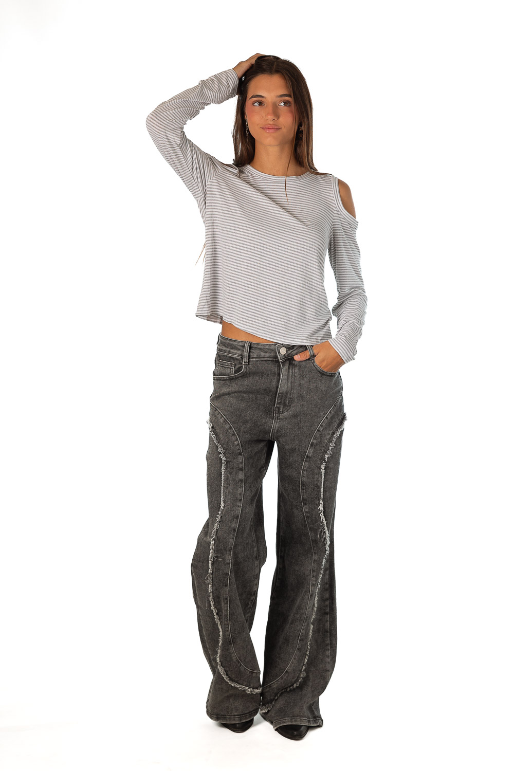 Camiseta Aberturas Rayas Gris