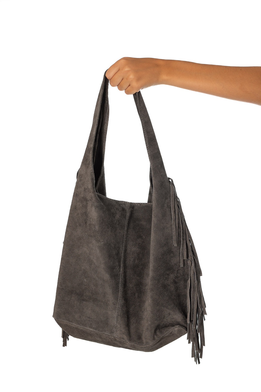 Bolso Ante Flecos Gris