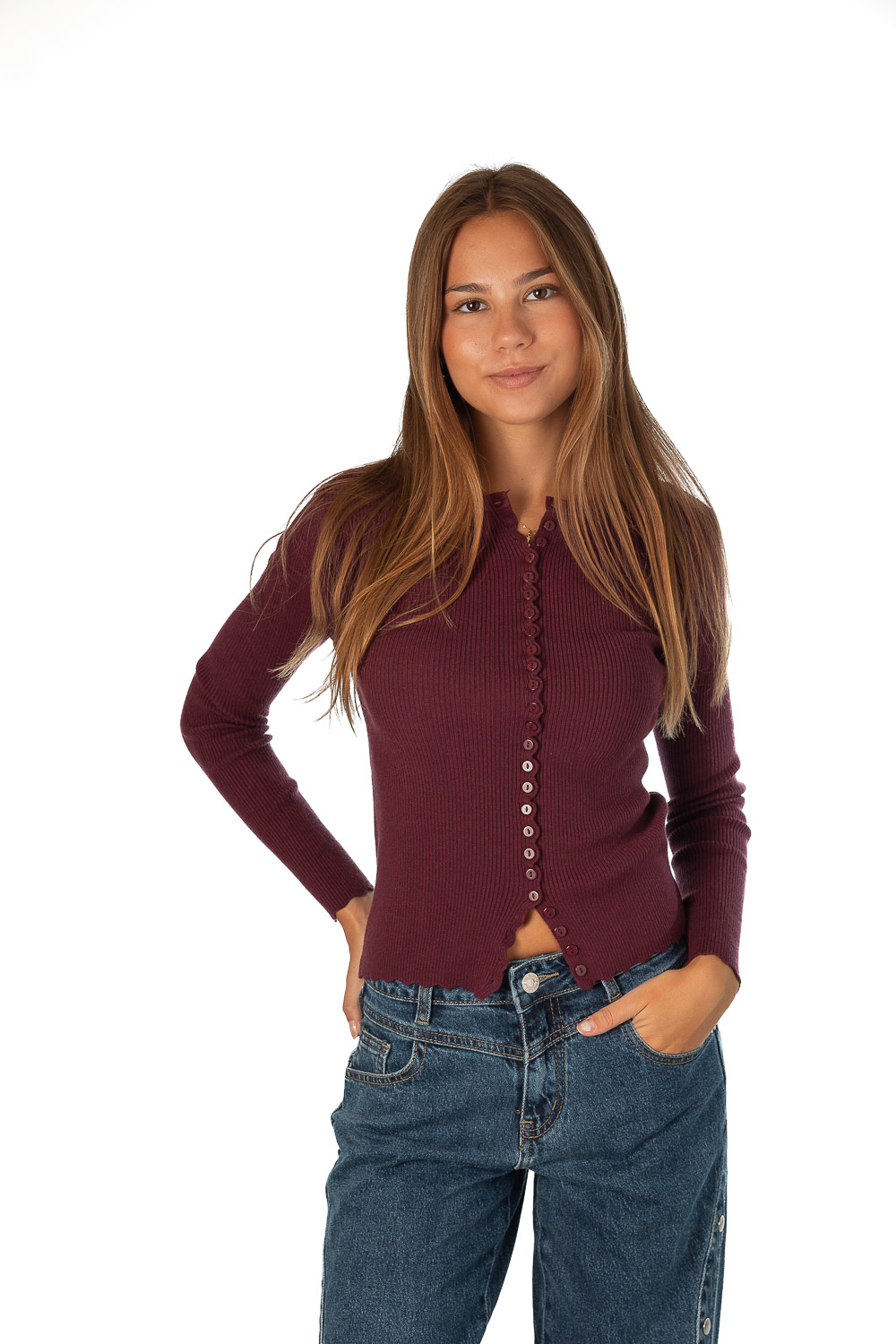 Cardigan Botones Granate