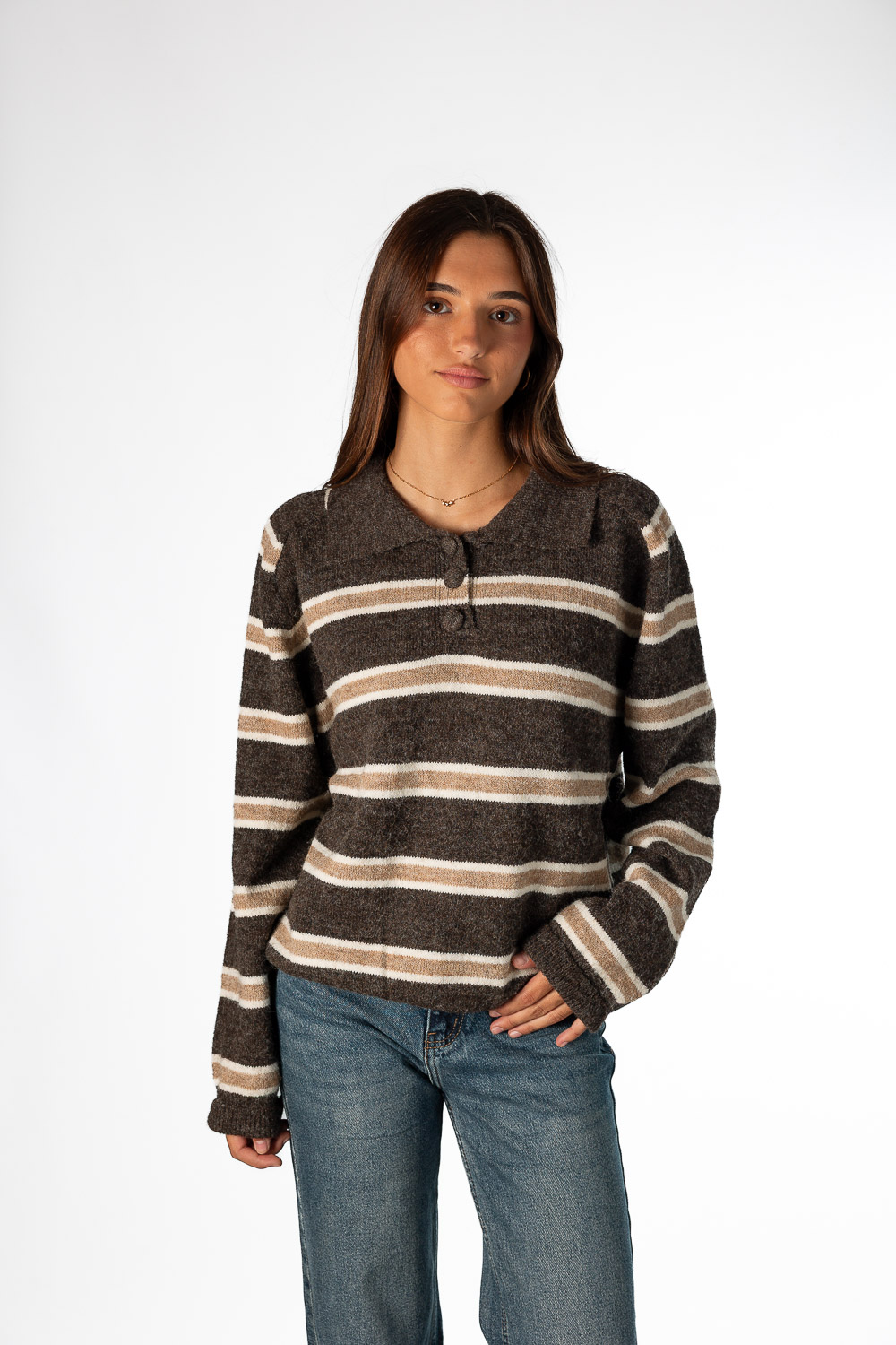 Jersey Polo Rayas Marrón