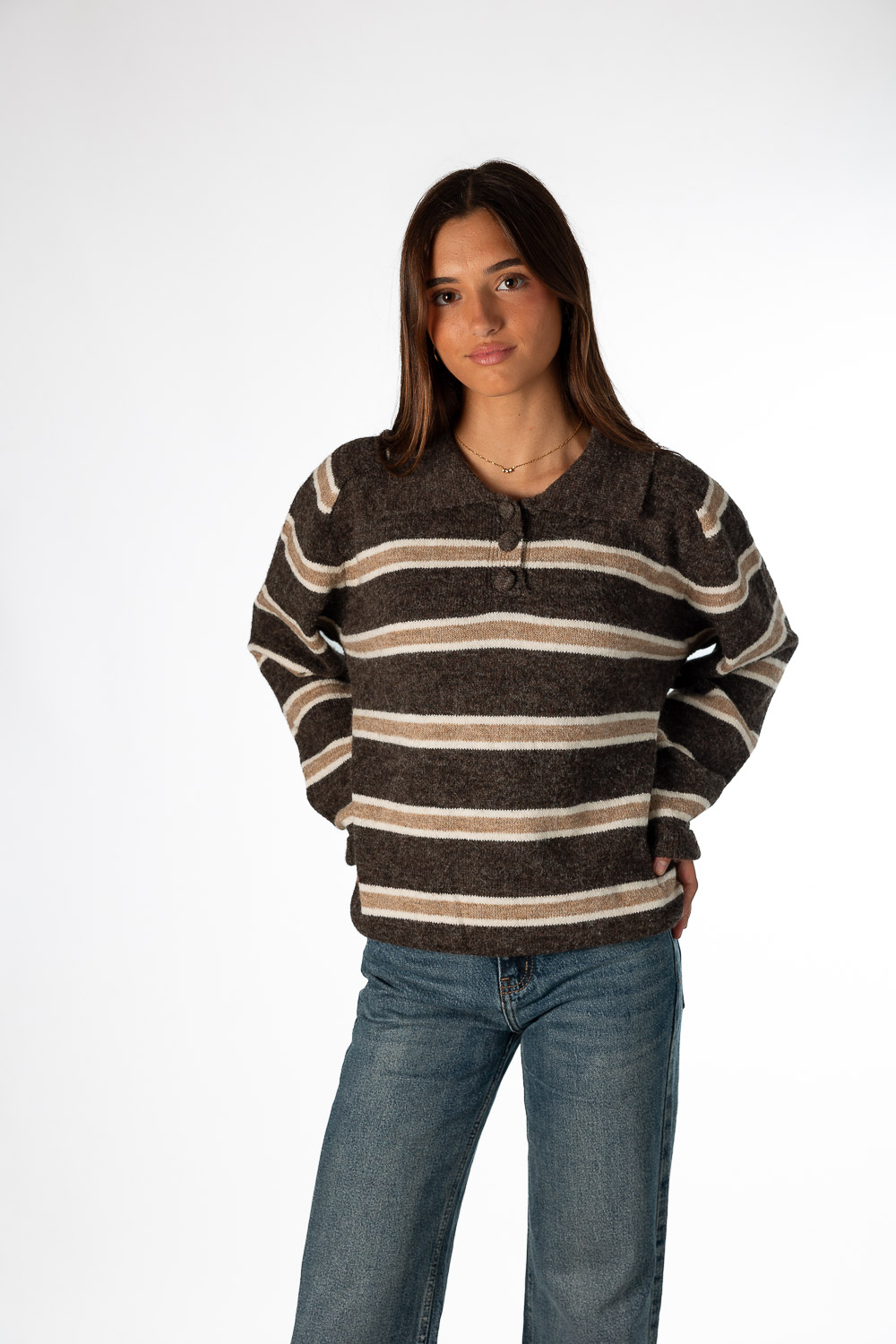 Jersey Polo Rayas Marrón