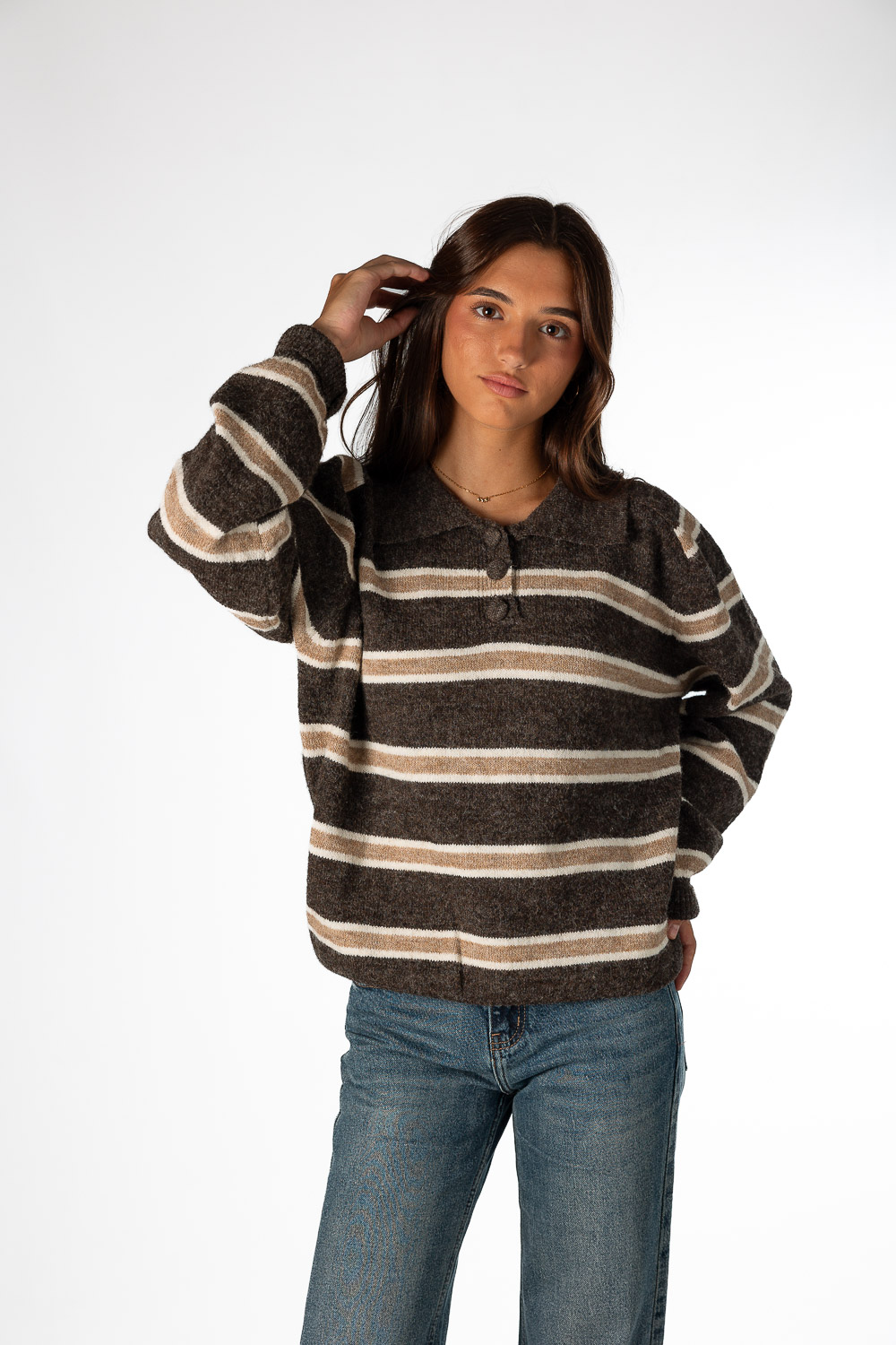 Jersey Polo Rayas Marrón