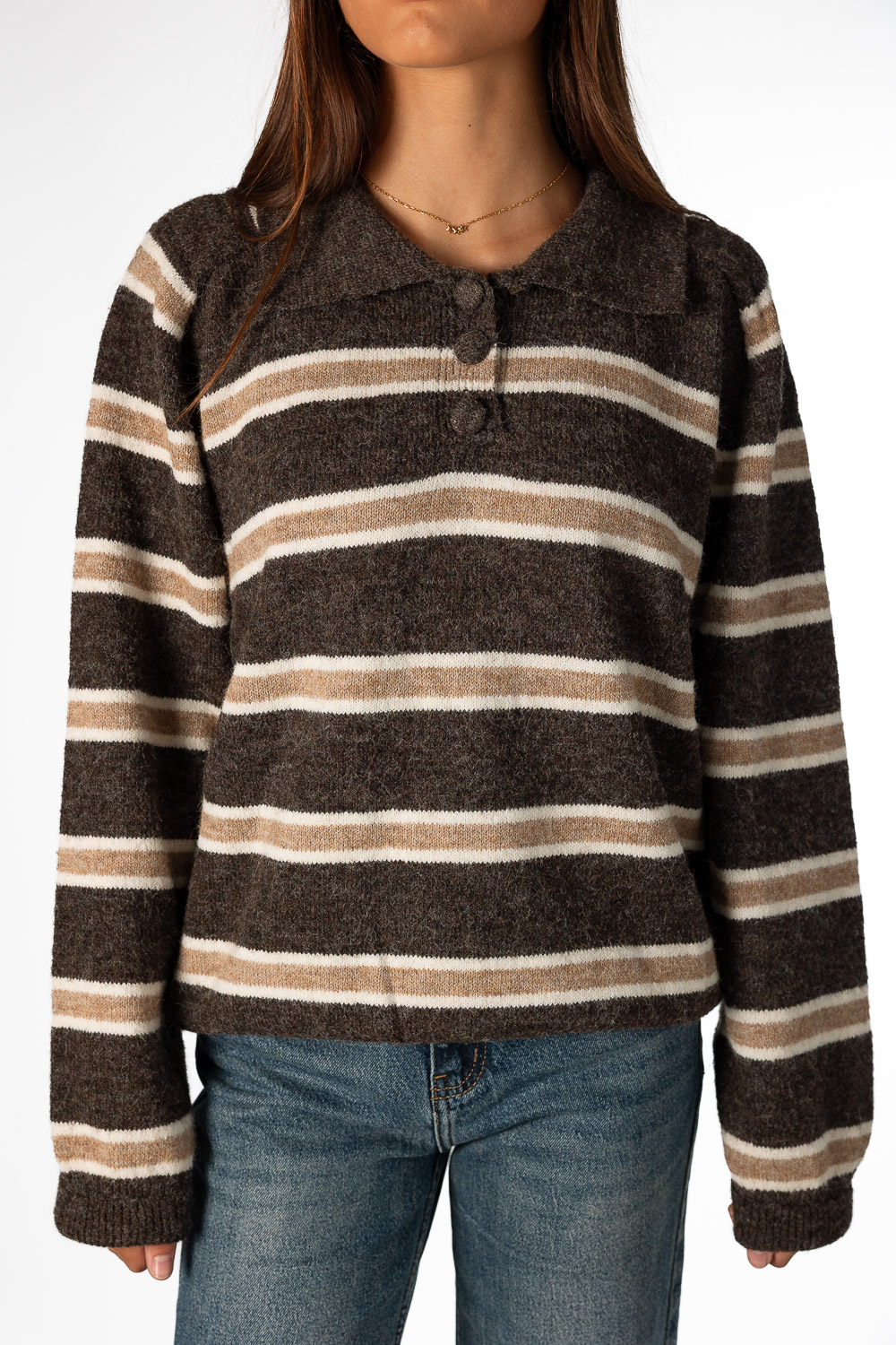 Jersey Polo Rayas Marrón