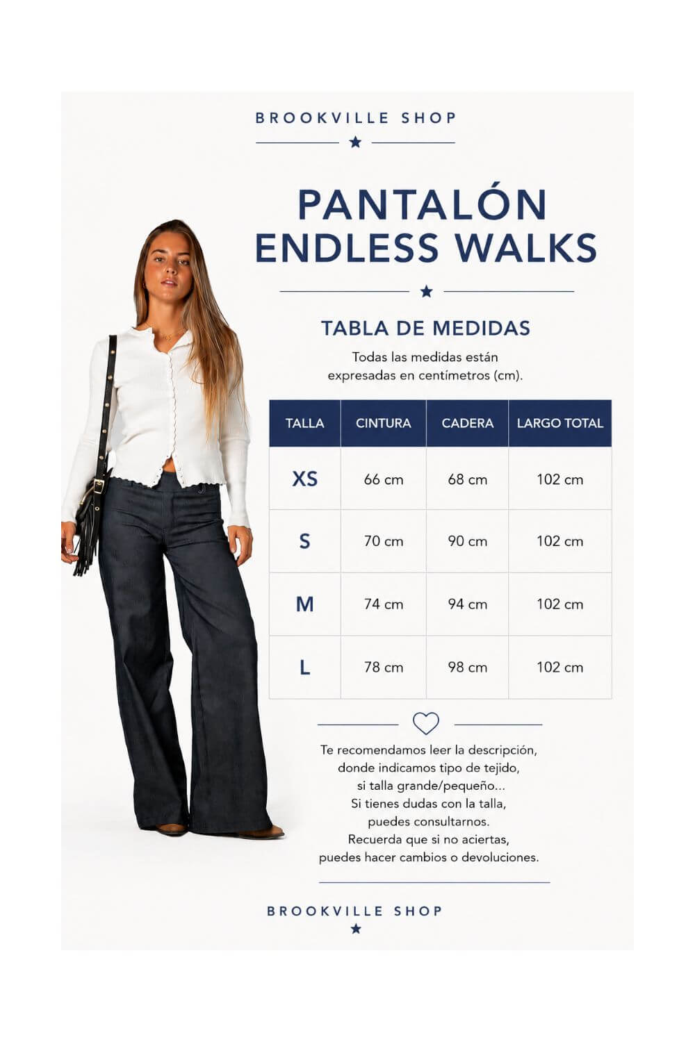 Pantalón Endless Walks Azul medidas Brookville