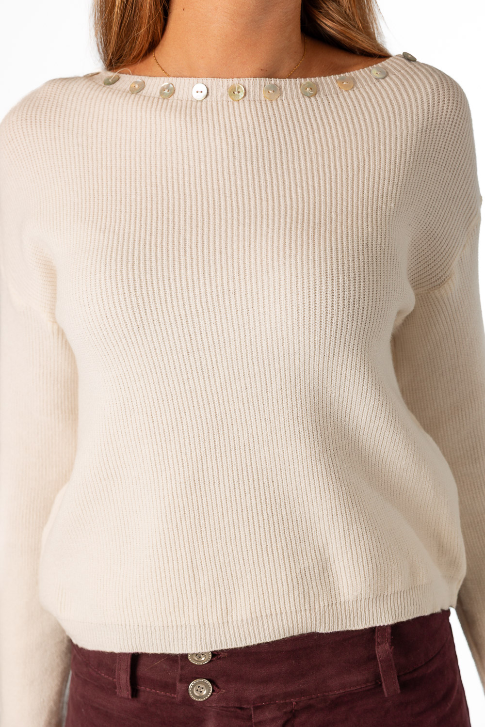 Jersey Botones Nácar Nude