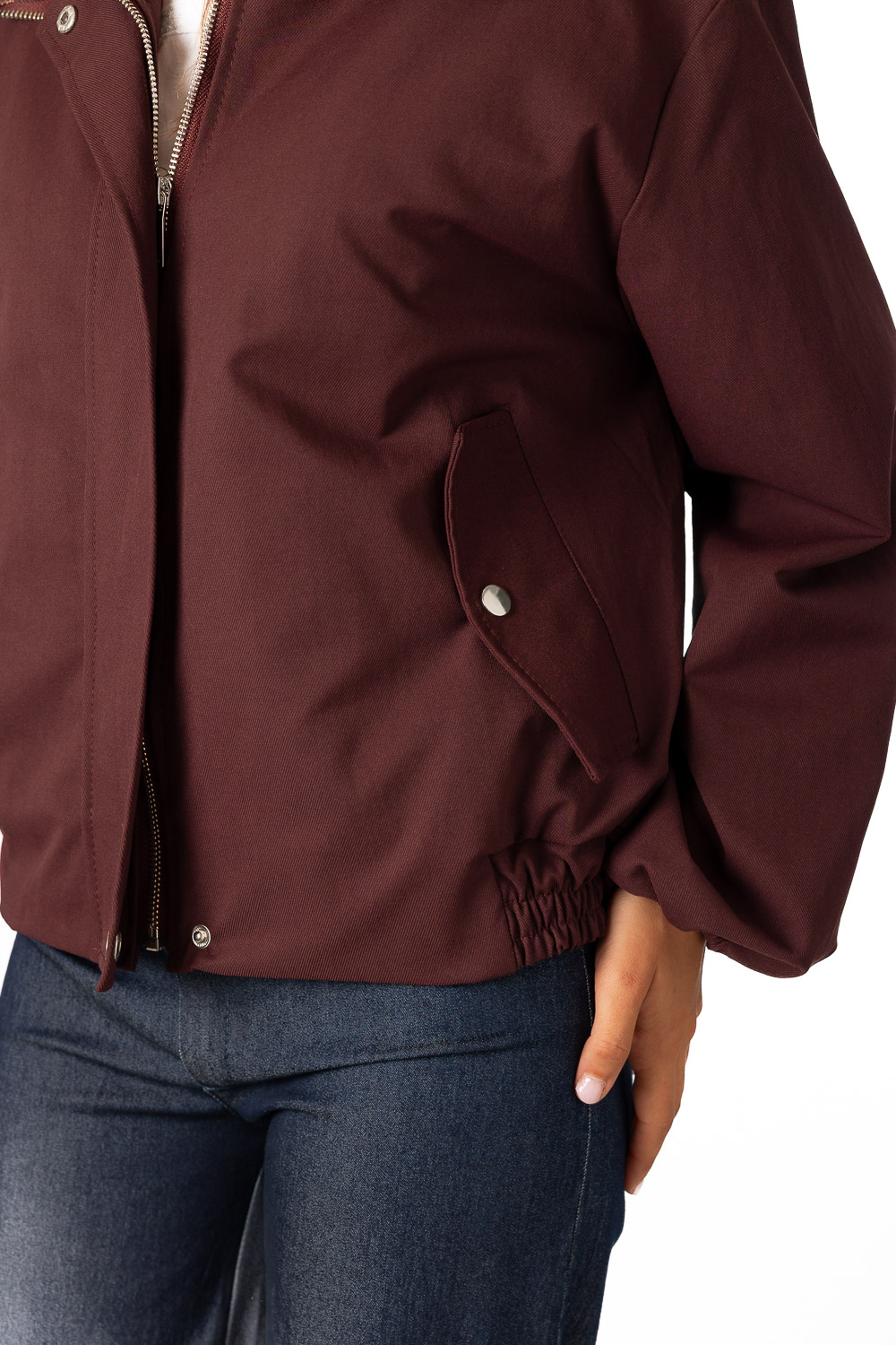Cazadora Bomber Burdeos Bolsillos