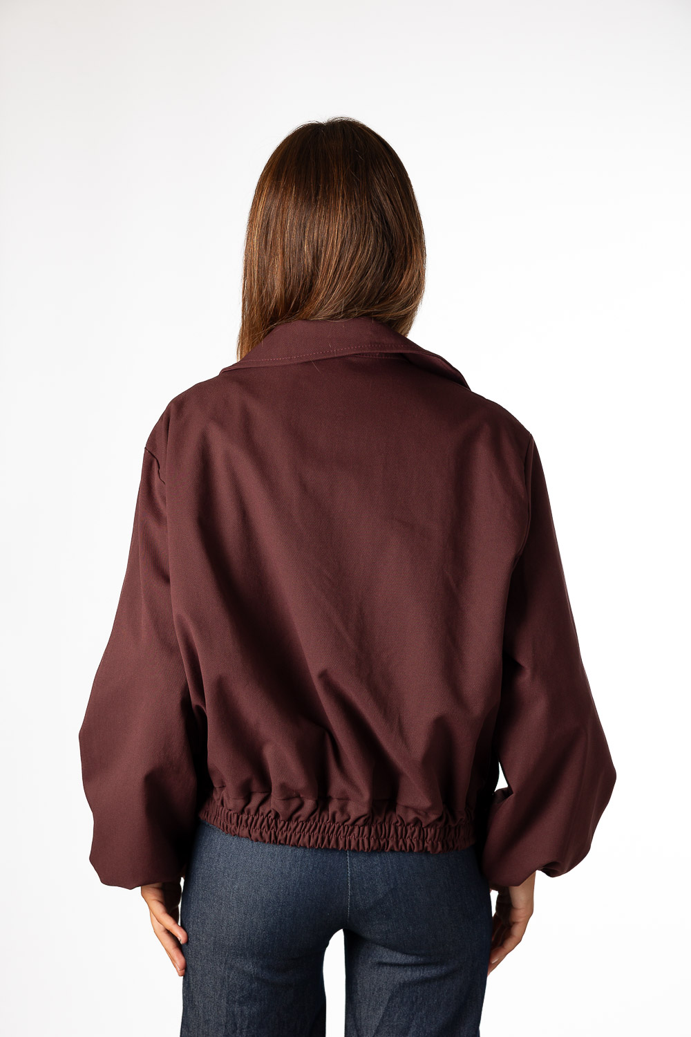 Cazadora Bomber Burdeos Bolsillos