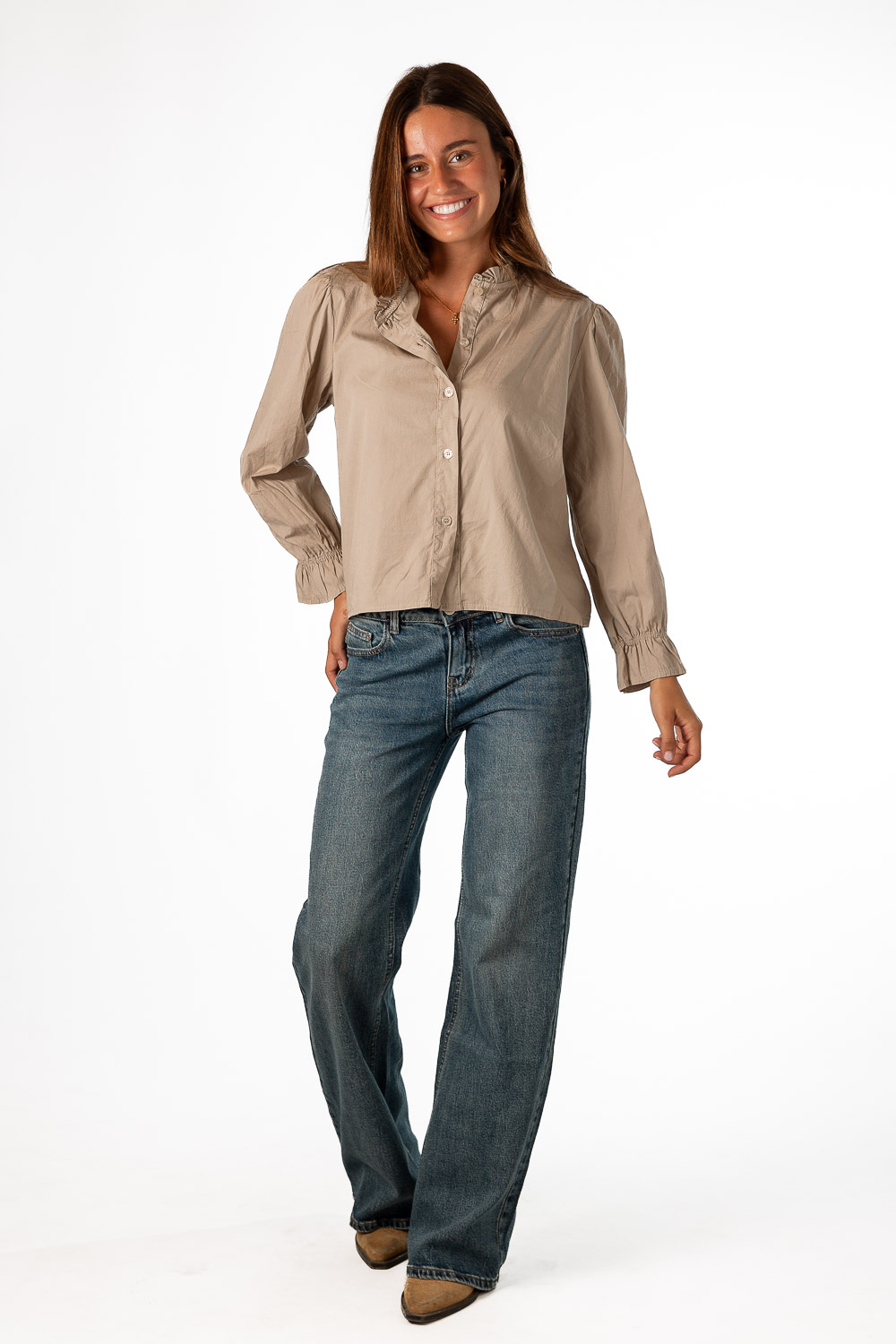 Camisa Botones Beige