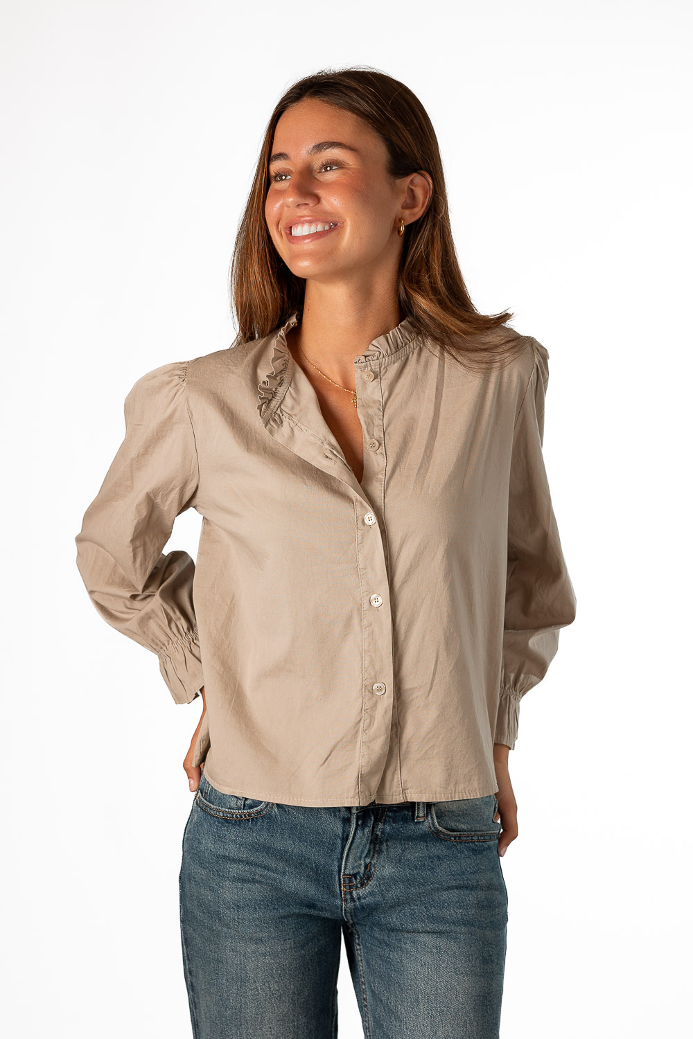 Camisa Botones Beige