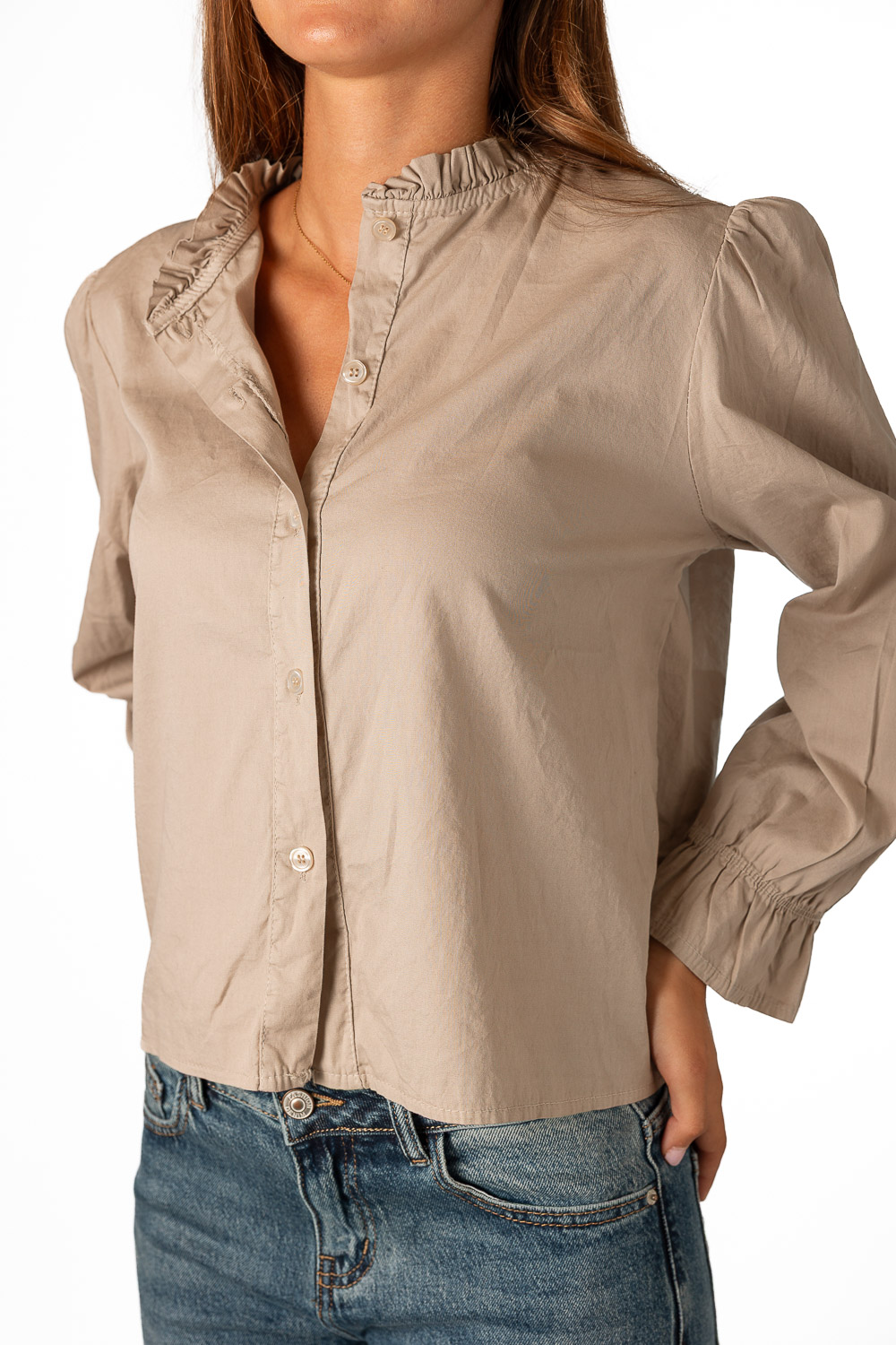 Camisa Botones Beige