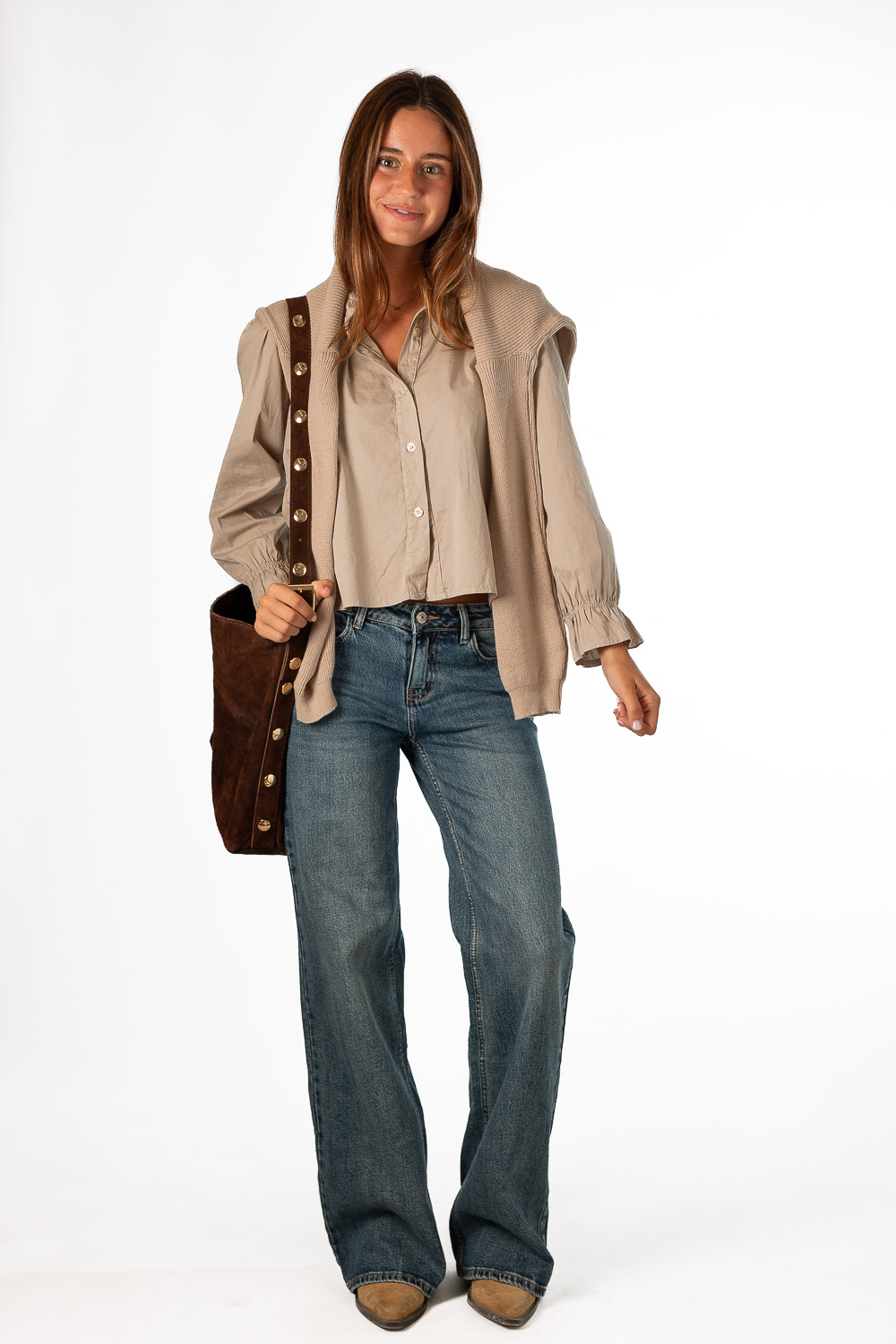 Camisa Botones Beige